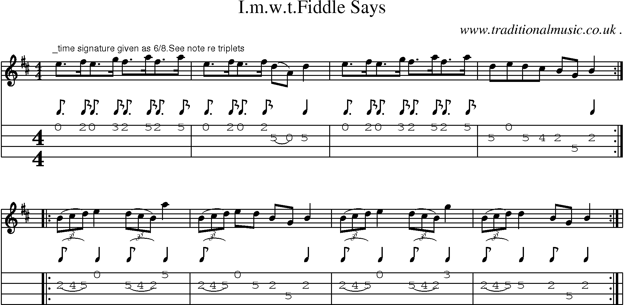 Sheet-Music and Mandolin Tabs for Imwtfiddle Says