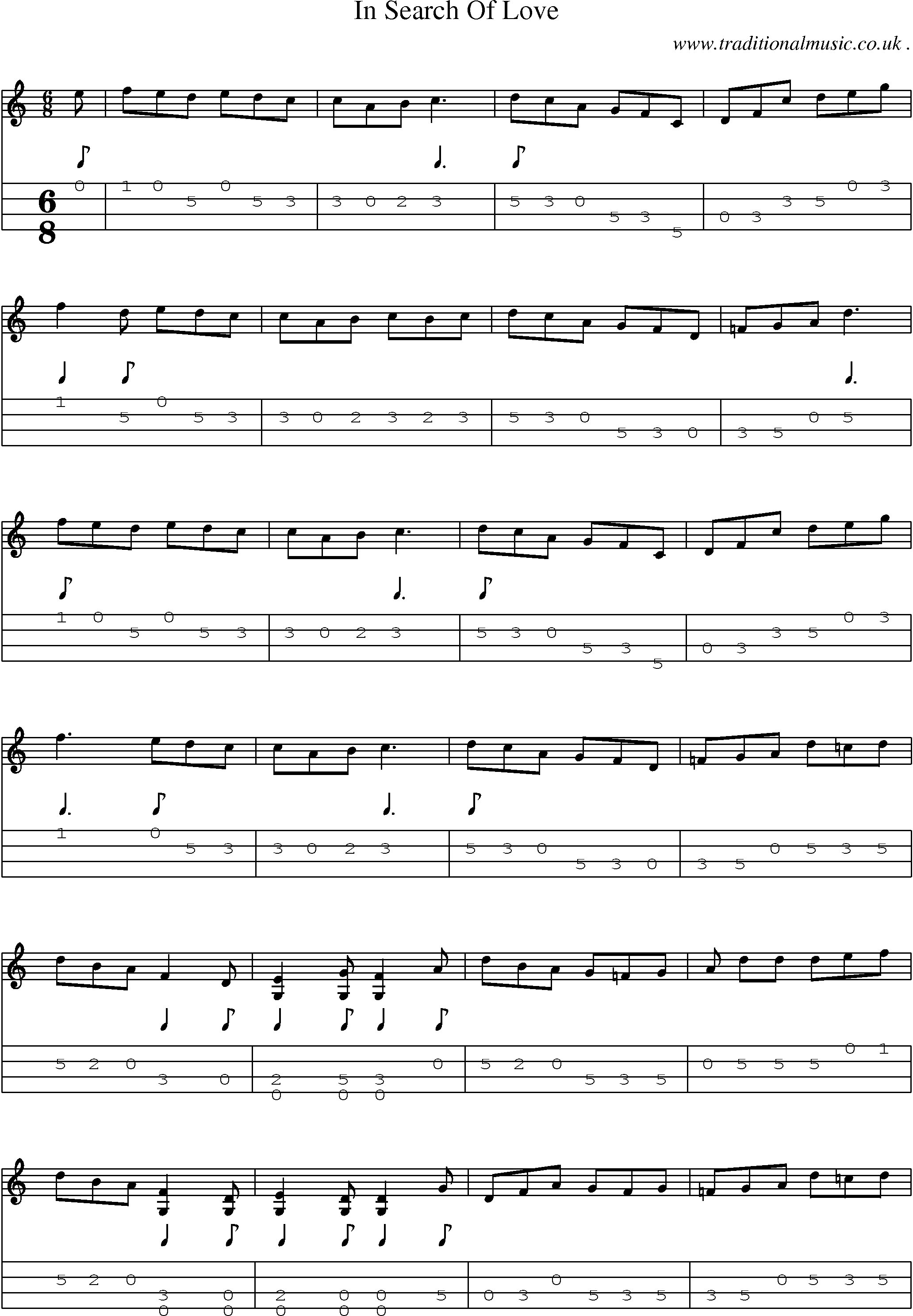 Sheet-Music and Mandolin Tabs for In Search Of Love