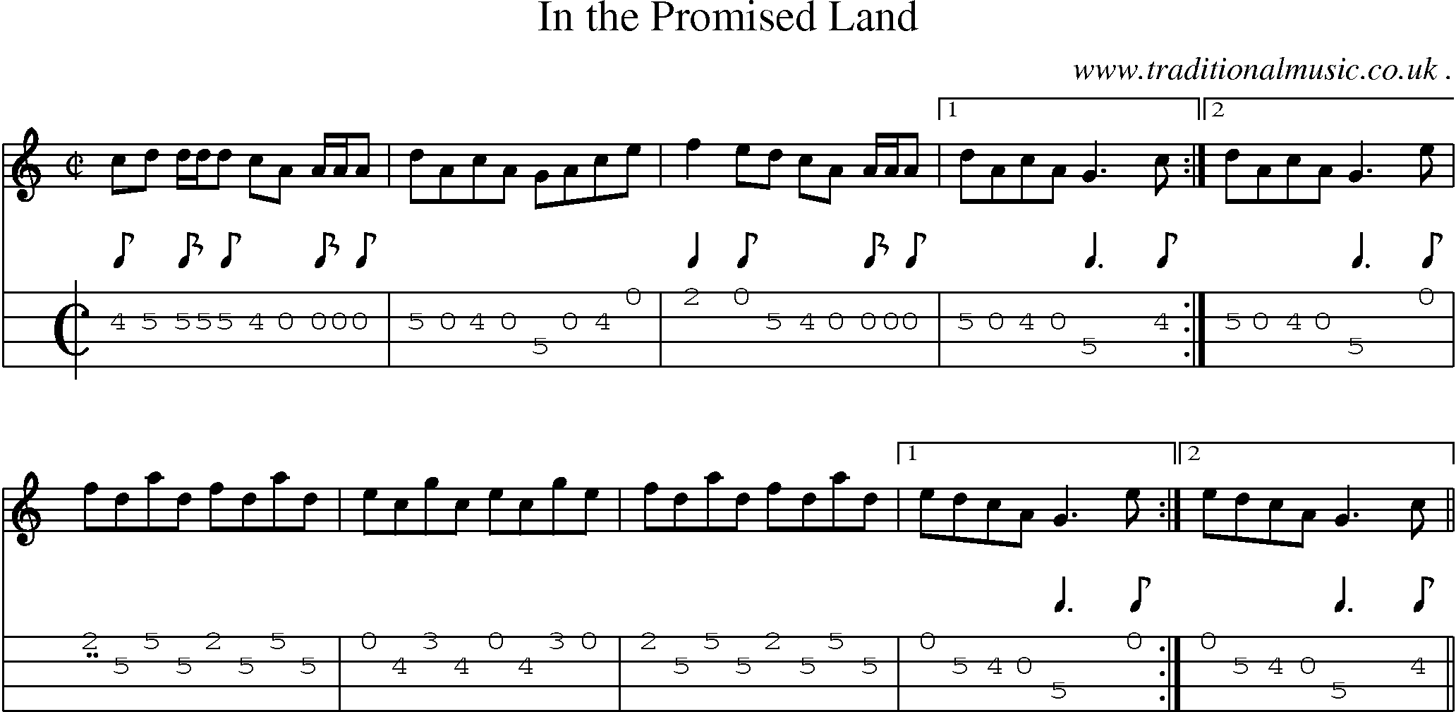 Sheet-Music and Mandolin Tabs for In The Promised Land
