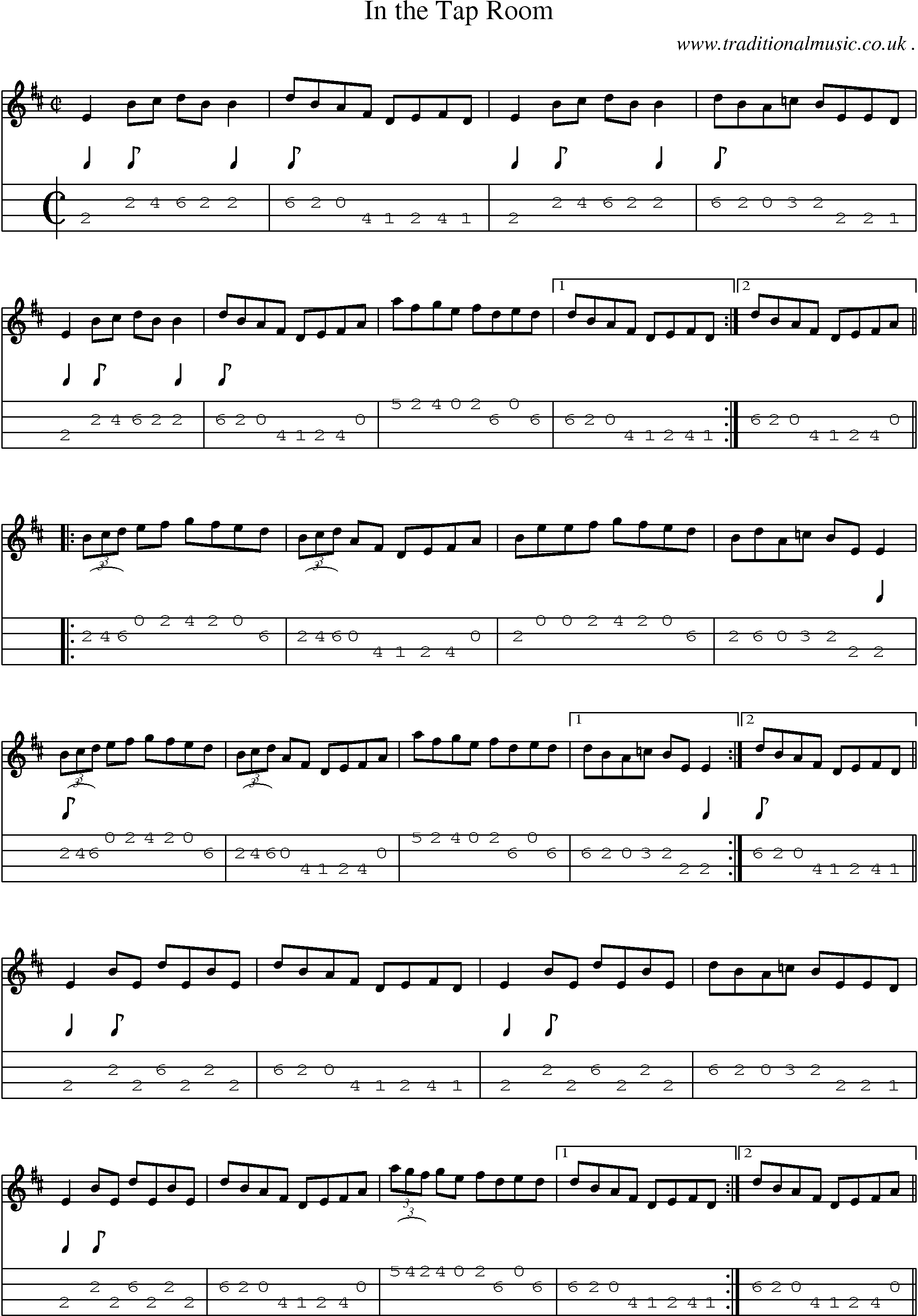 Sheet-Music and Mandolin Tabs for In The Tap Room
