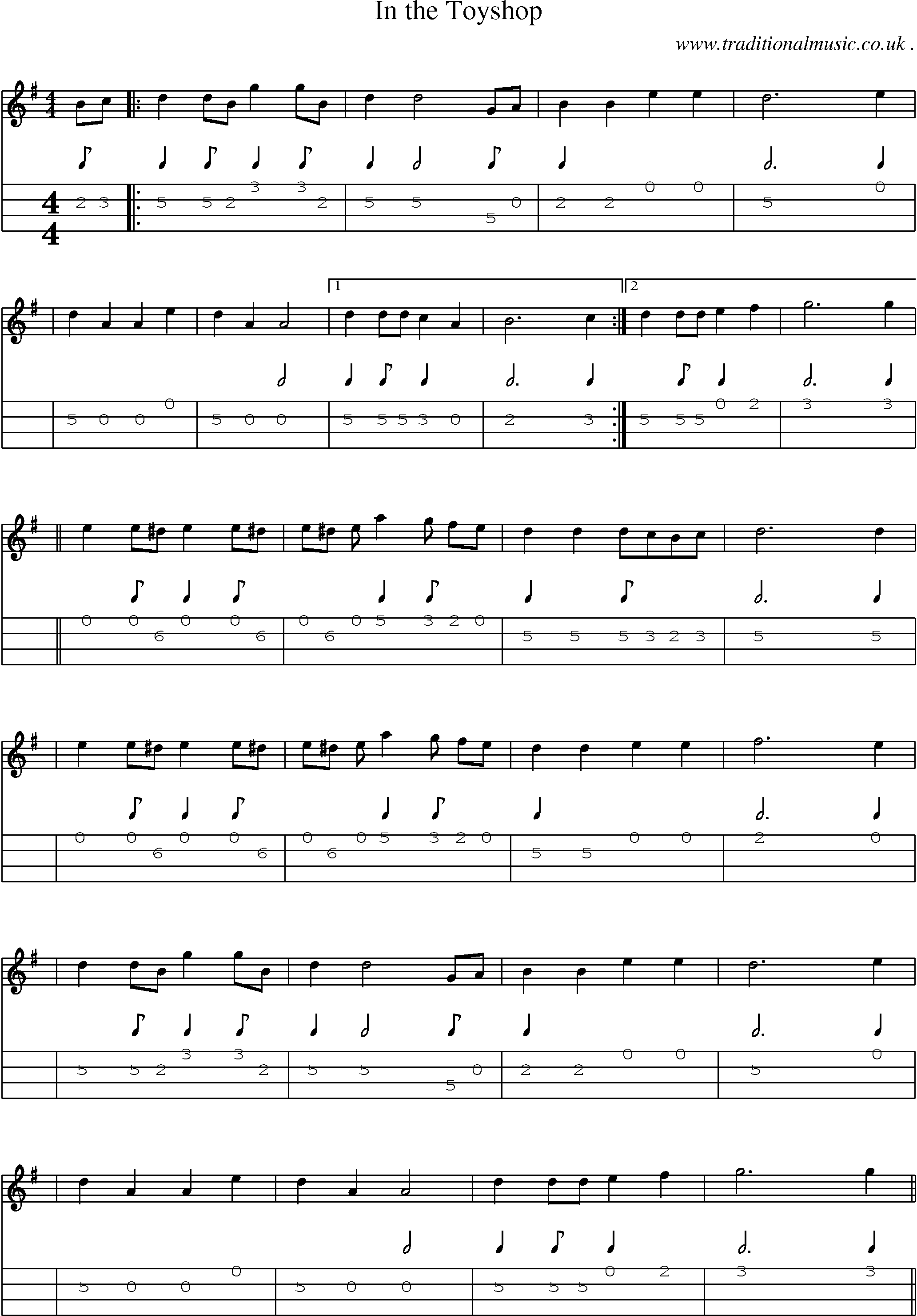 Sheet-Music and Mandolin Tabs for In The Toyshop