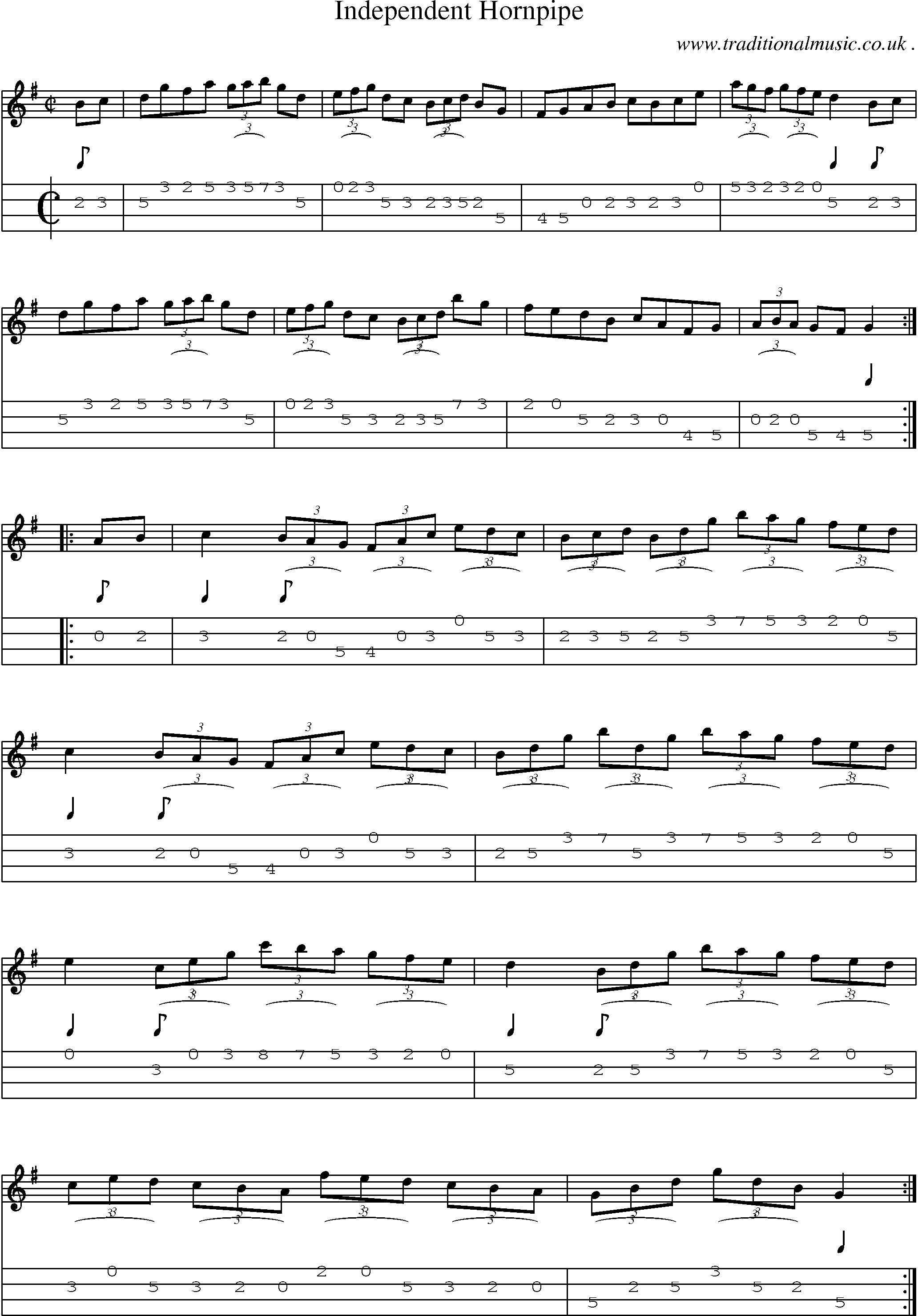 Sheet-Music and Mandolin Tabs for Independent Hornpipe