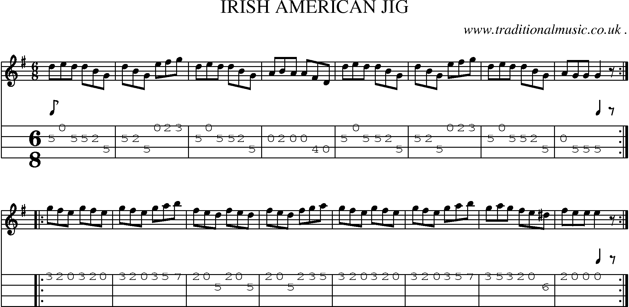 Sheet-Music and Mandolin Tabs for Irish American Jig