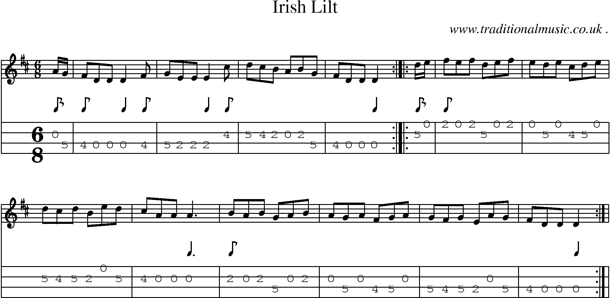 Sheet-Music and Mandolin Tabs for Irish Lilt