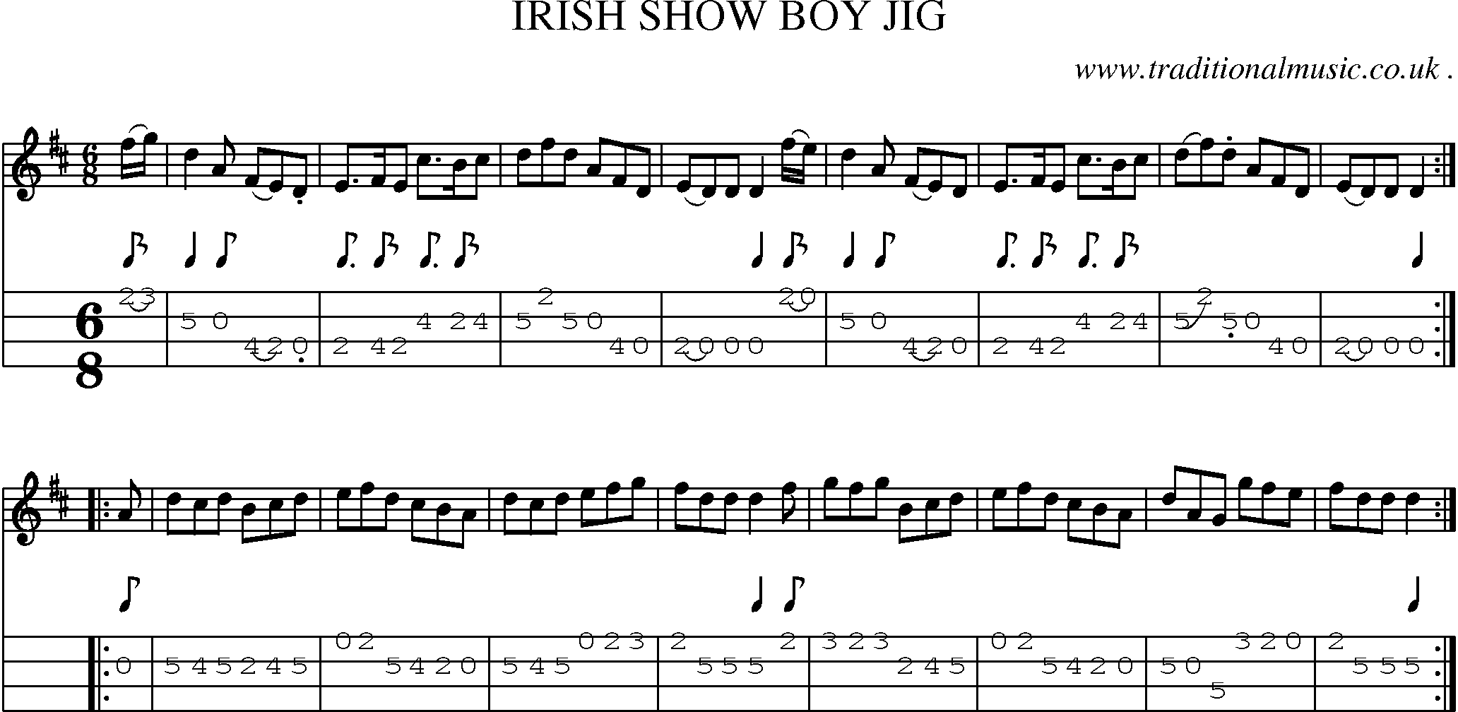Sheet-Music and Mandolin Tabs for Irish Show Boy Jig