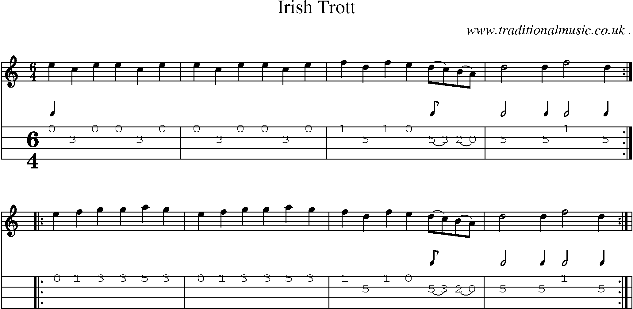 Sheet-Music and Mandolin Tabs for Irish Trott