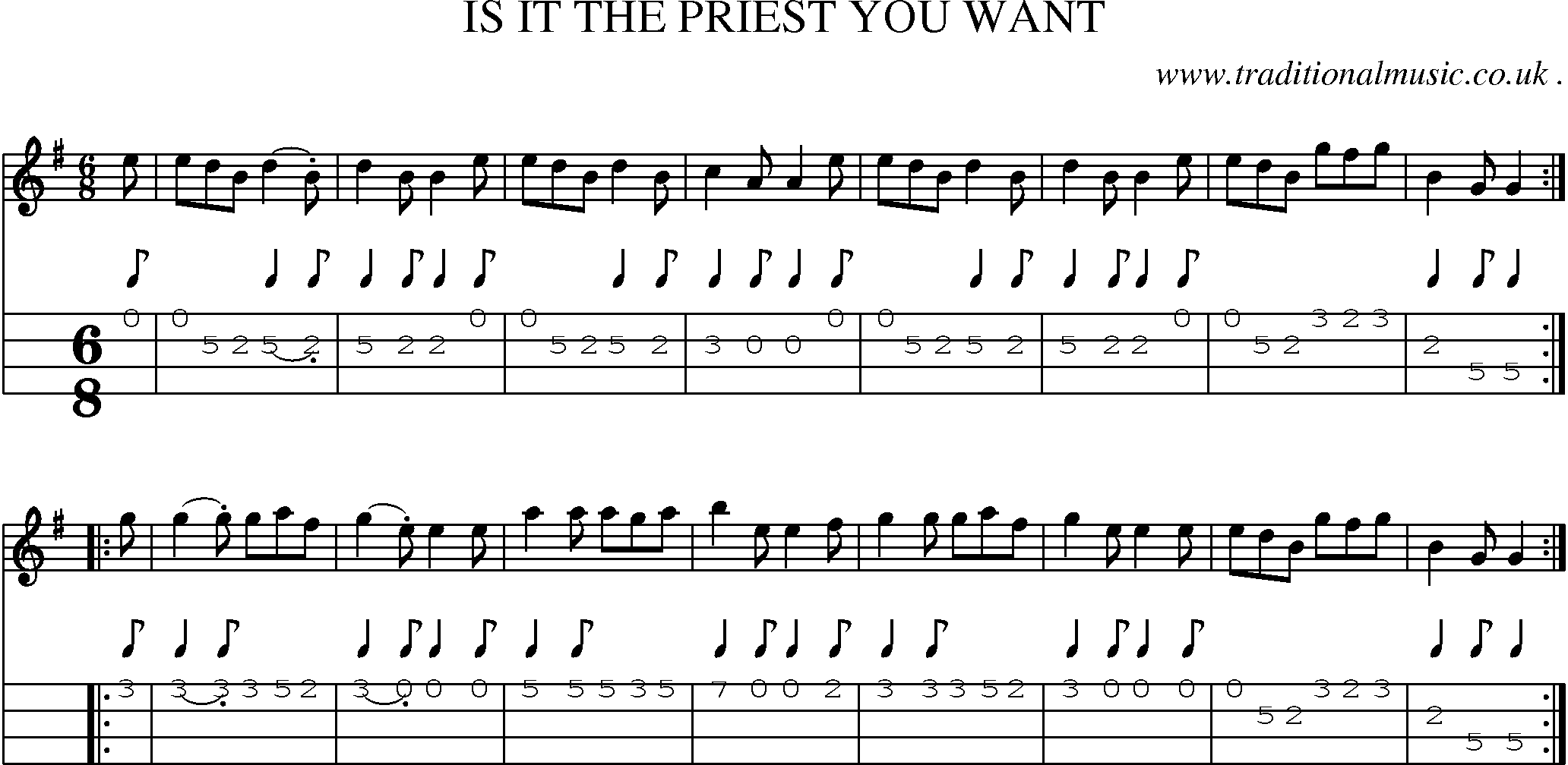 Sheet-Music and Mandolin Tabs for Is It The Priest You Want
