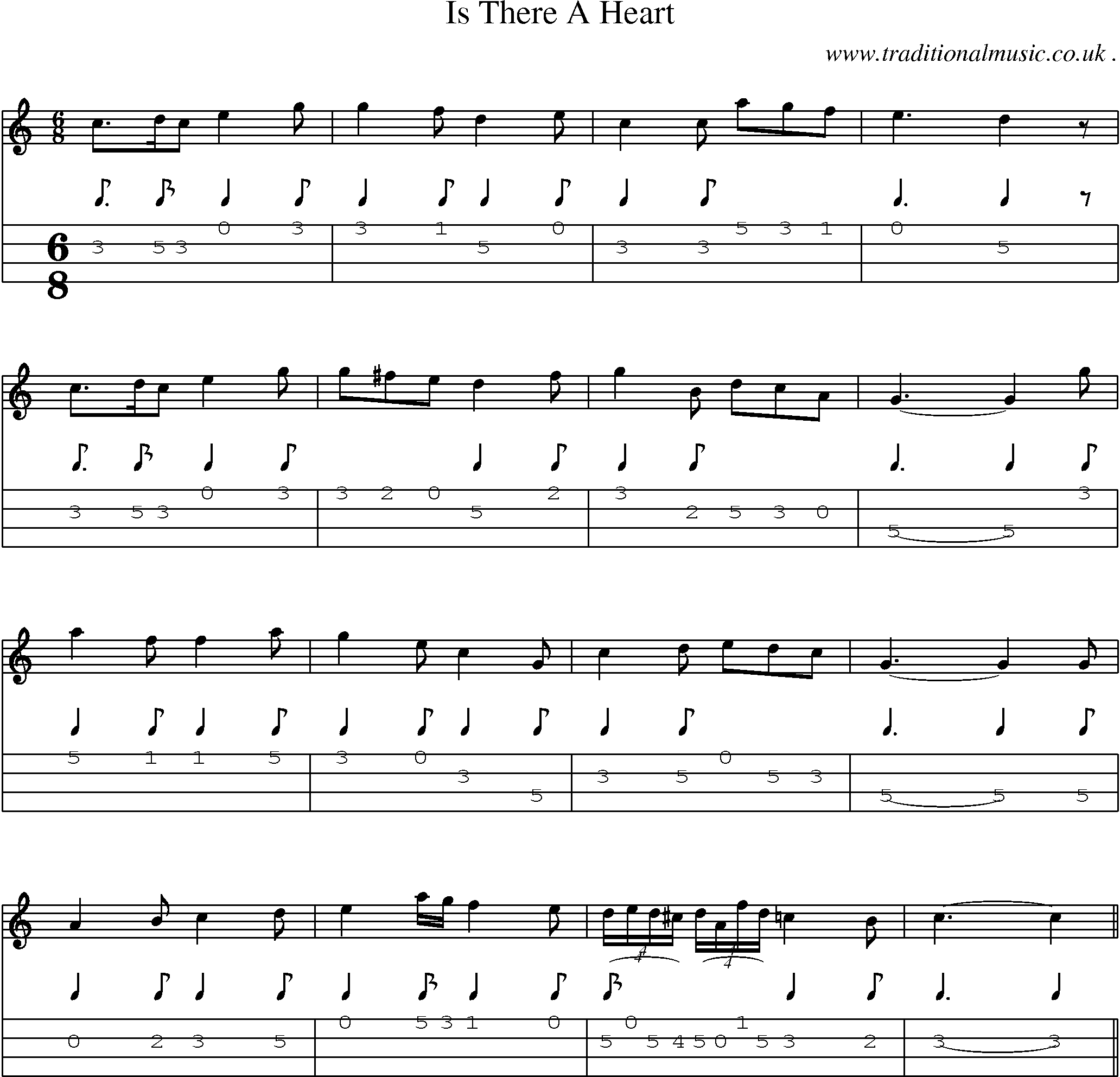 Sheet-Music and Mandolin Tabs for Is There A Heart