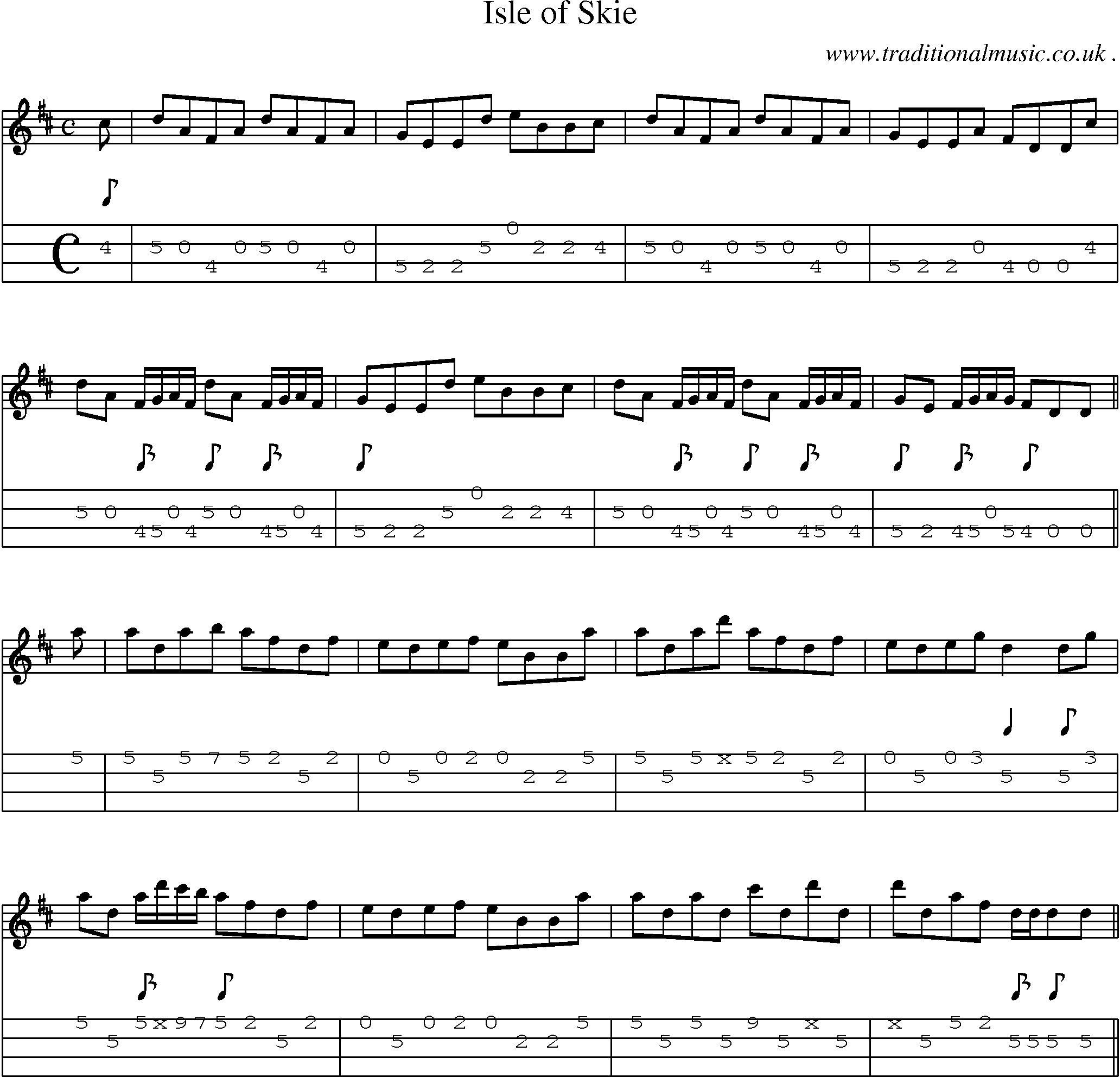Sheet-Music and Mandolin Tabs for Isle Of Skie