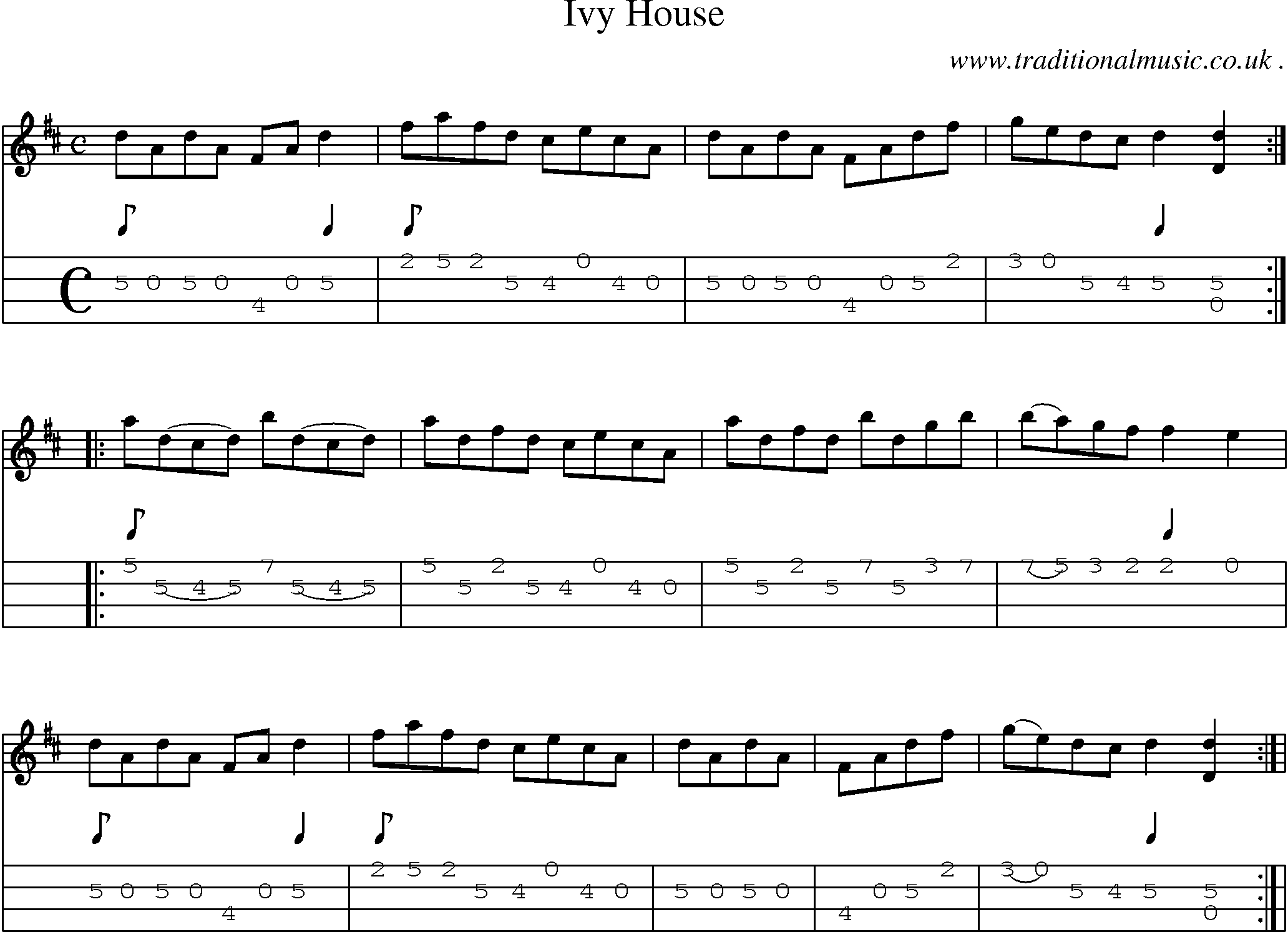 Sheet-Music and Mandolin Tabs for Ivy House