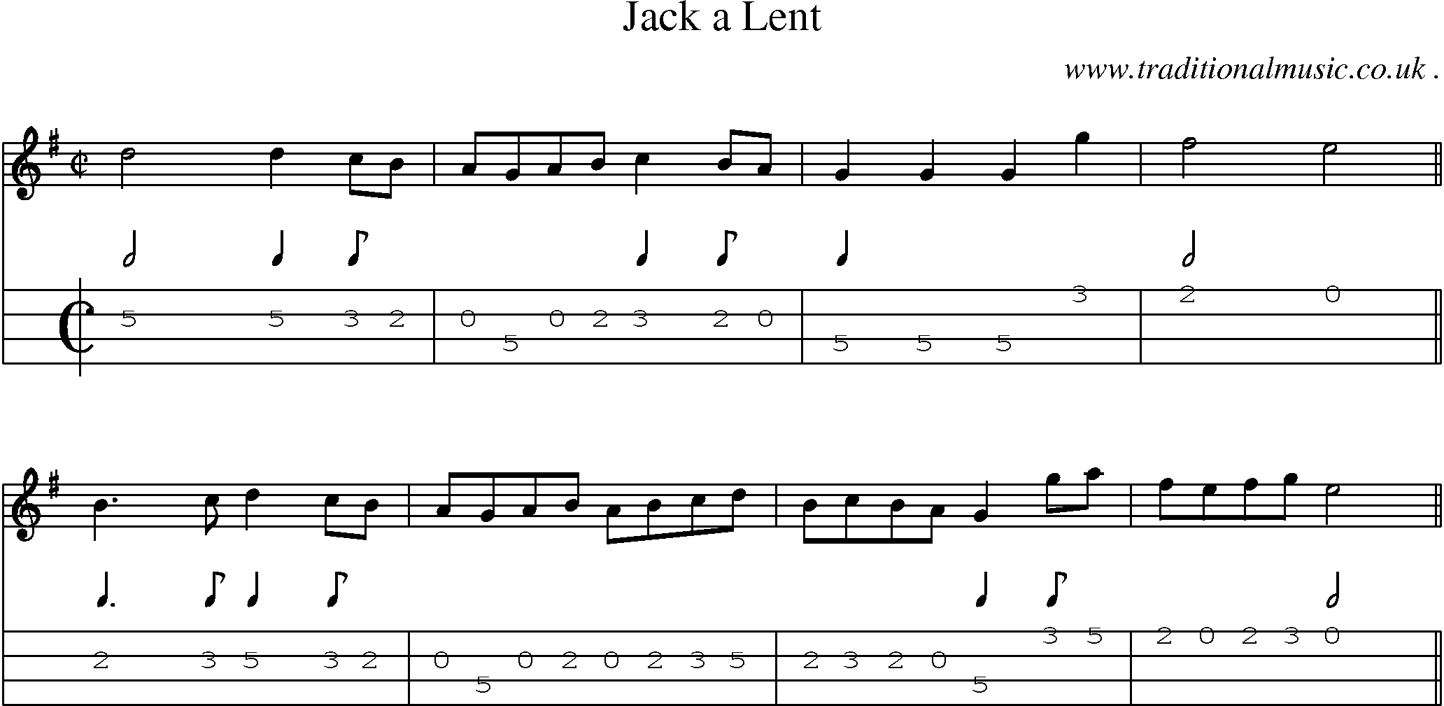 Sheet-Music and Mandolin Tabs for Jack A Lent