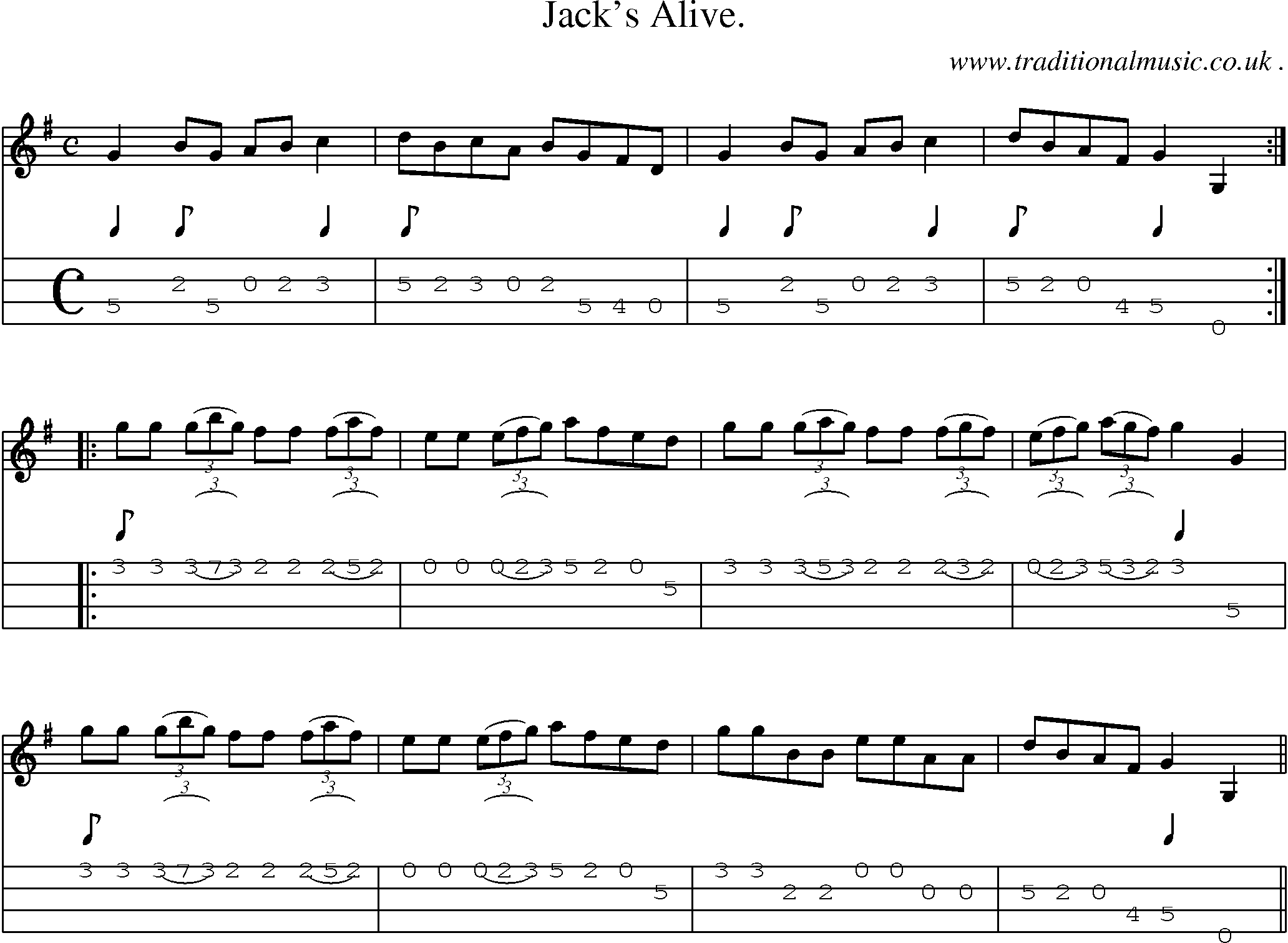 Sheet-Music and Mandolin Tabs for Jack Alive