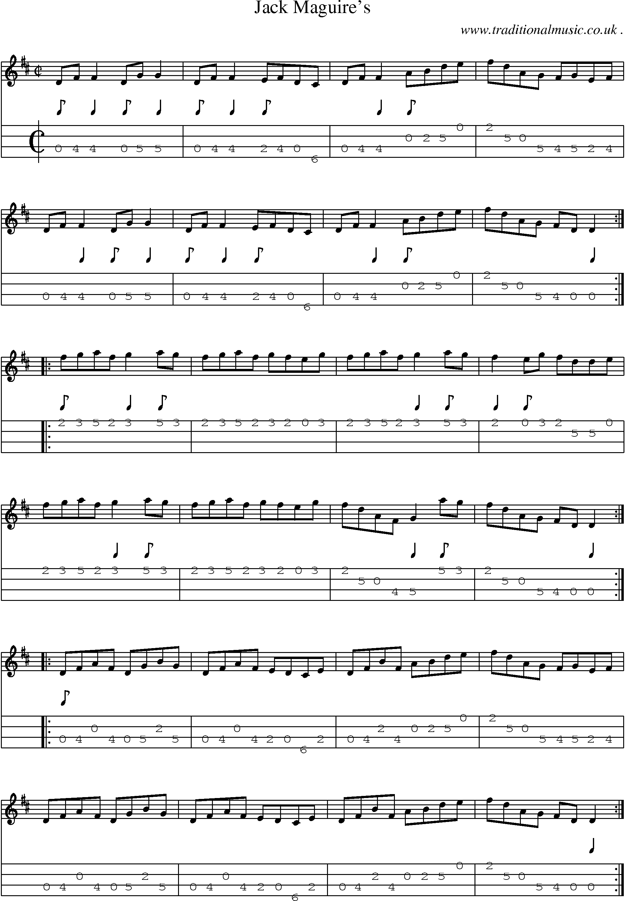 Sheet-Music and Mandolin Tabs for Jack Maguires