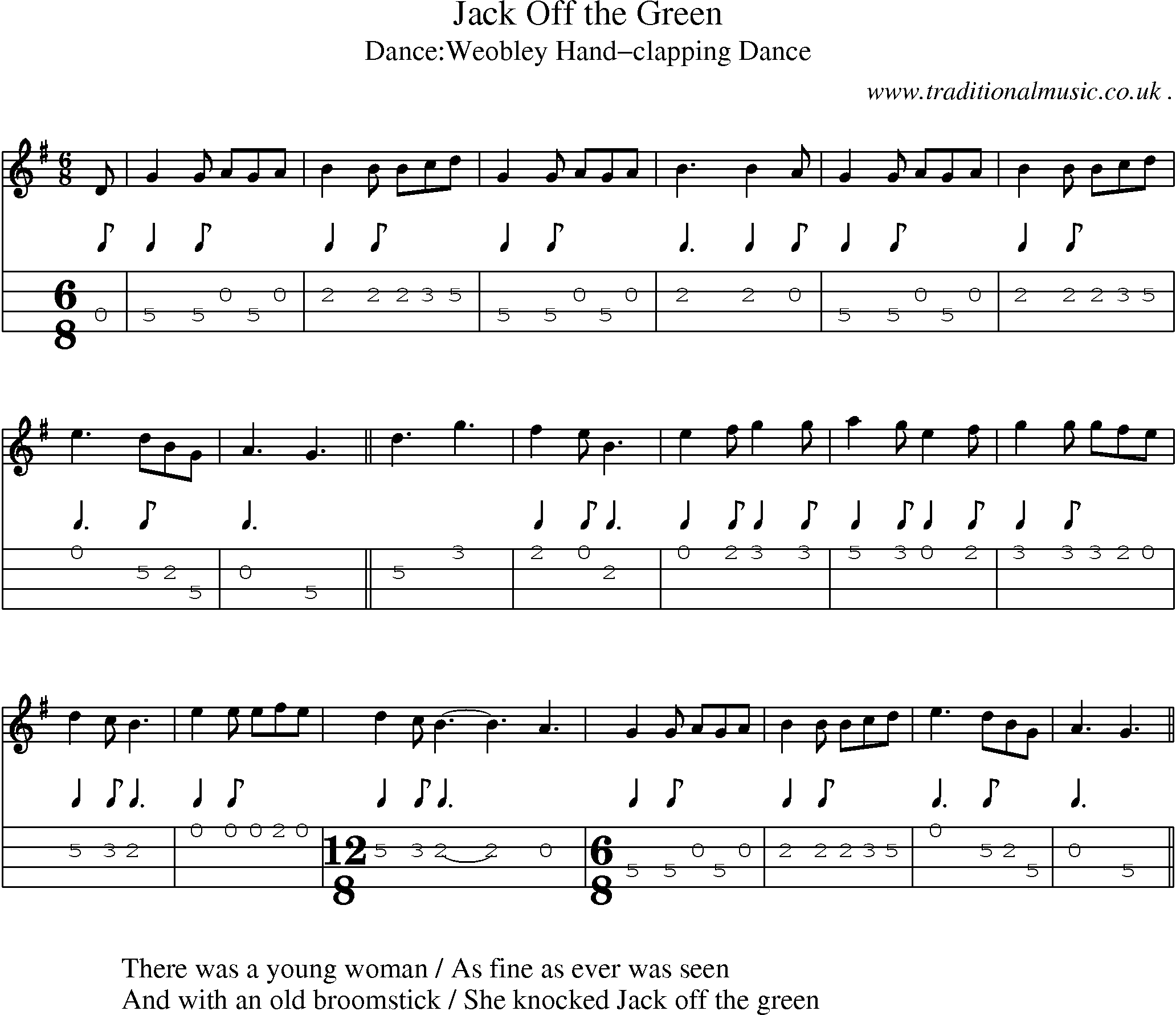 Sheet-Music and Mandolin Tabs for Jack Off The Green