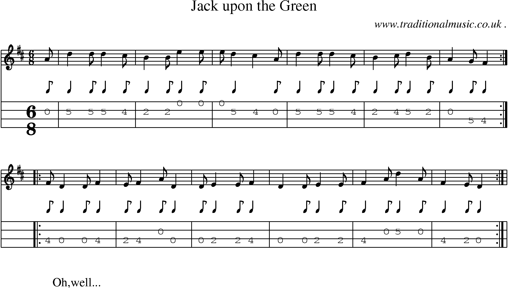 Sheet-Music and Mandolin Tabs for Jack Upon The Green