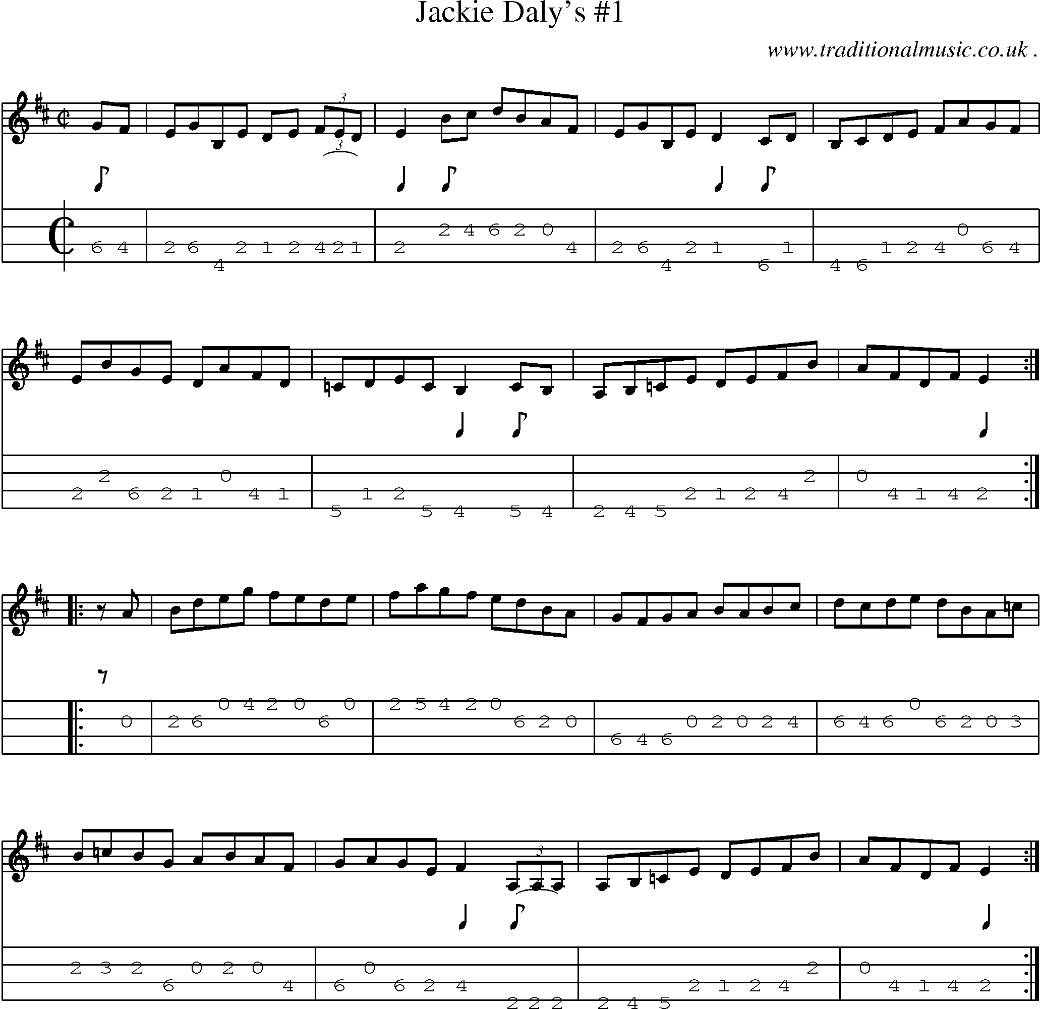 Sheet-Music and Mandolin Tabs for Jackie Dalys 1