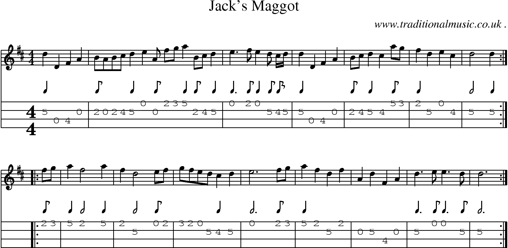 Sheet-Music and Mandolin Tabs for Jacks Maggot
