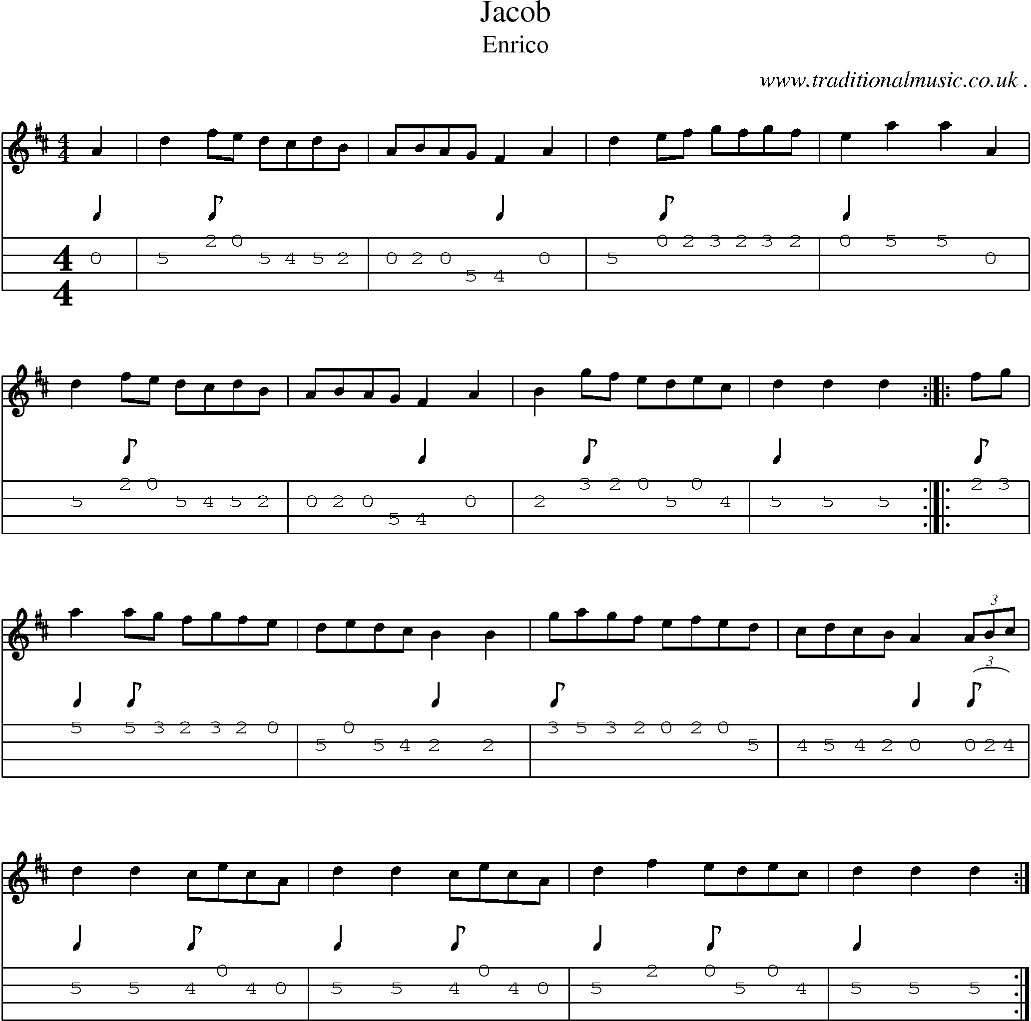 Sheet-Music and Mandolin Tabs for Jacob