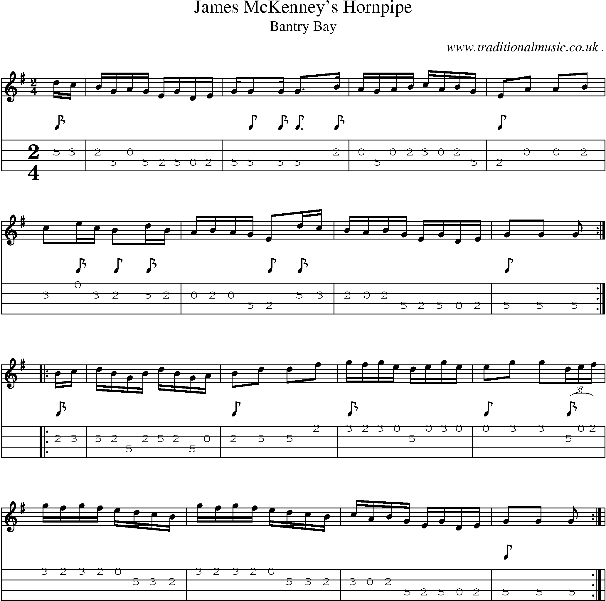 Sheet-Music and Mandolin Tabs for James Mckenneys Hornpipe