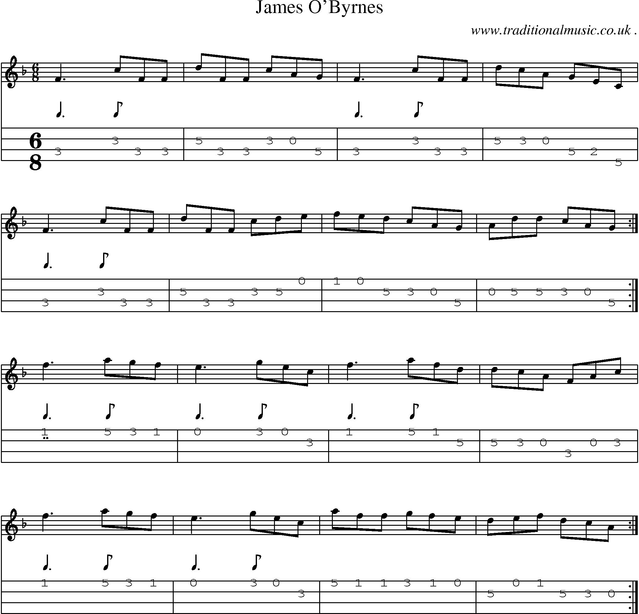 Sheet-Music and Mandolin Tabs for James Obyrnes