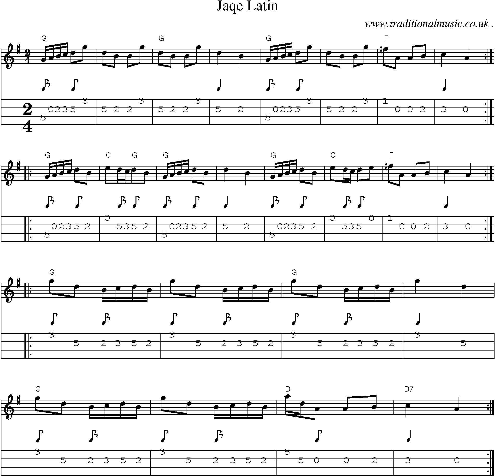 Sheet-Music and Mandolin Tabs for Jaqe Latin