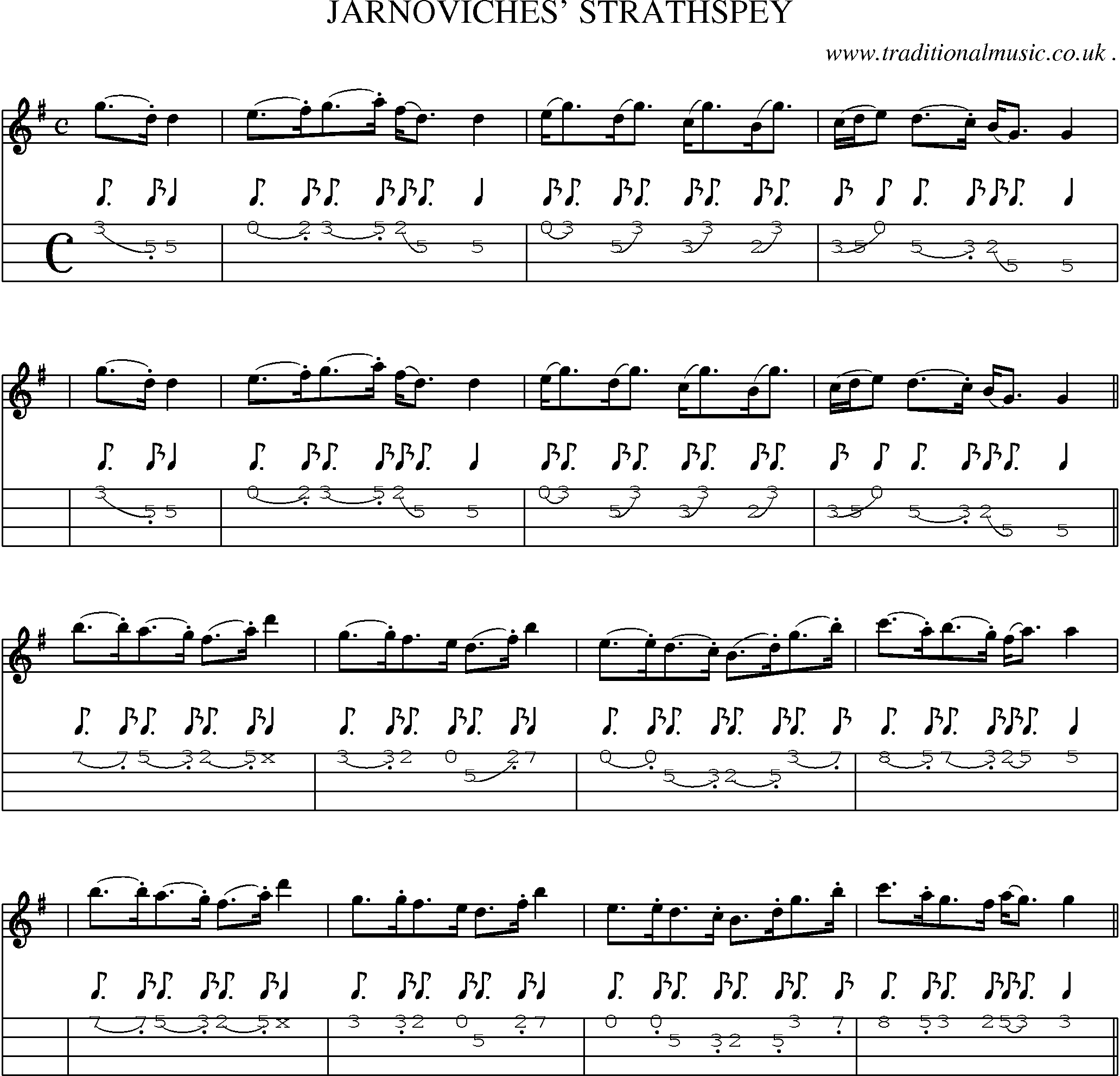 Sheet-Music and Mandolin Tabs for Jarnoviches Strathspey