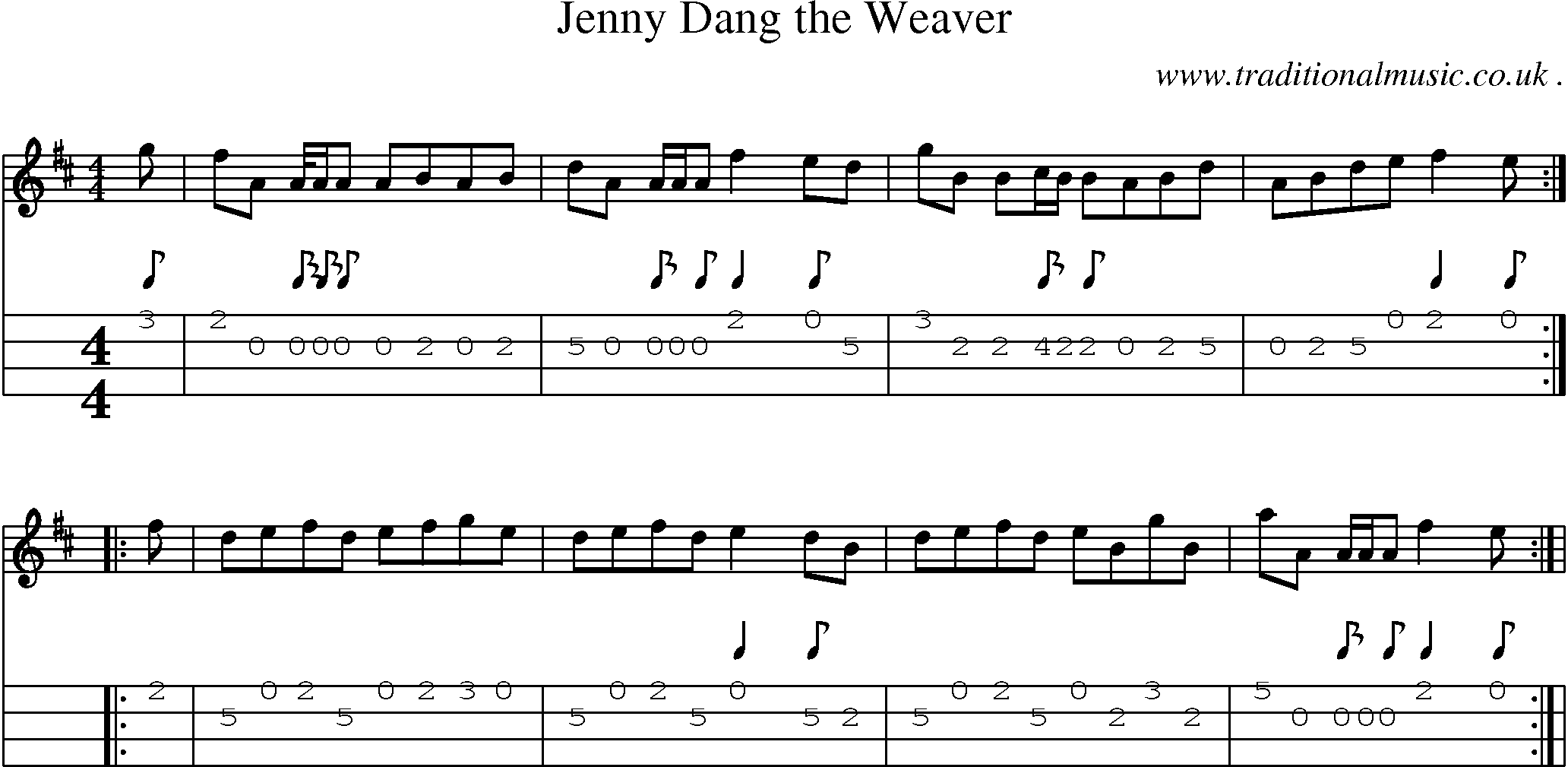 Sheet-Music and Mandolin Tabs for Jenny Dang The Weaver