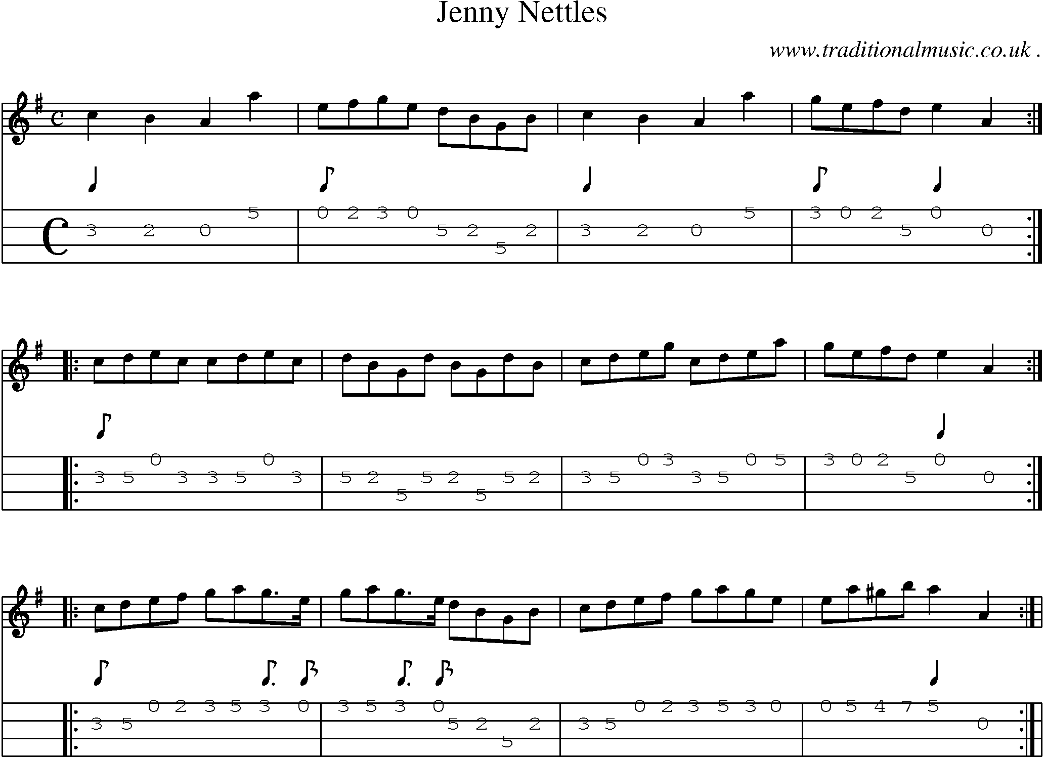 Sheet-Music and Mandolin Tabs for Jenny Nettles