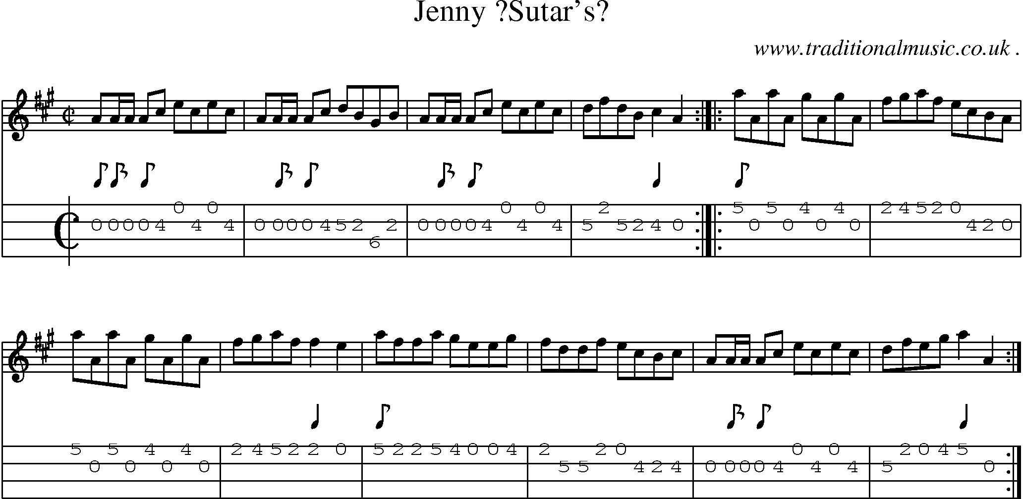 Sheet-Music and Mandolin Tabs for Jenny Sutars