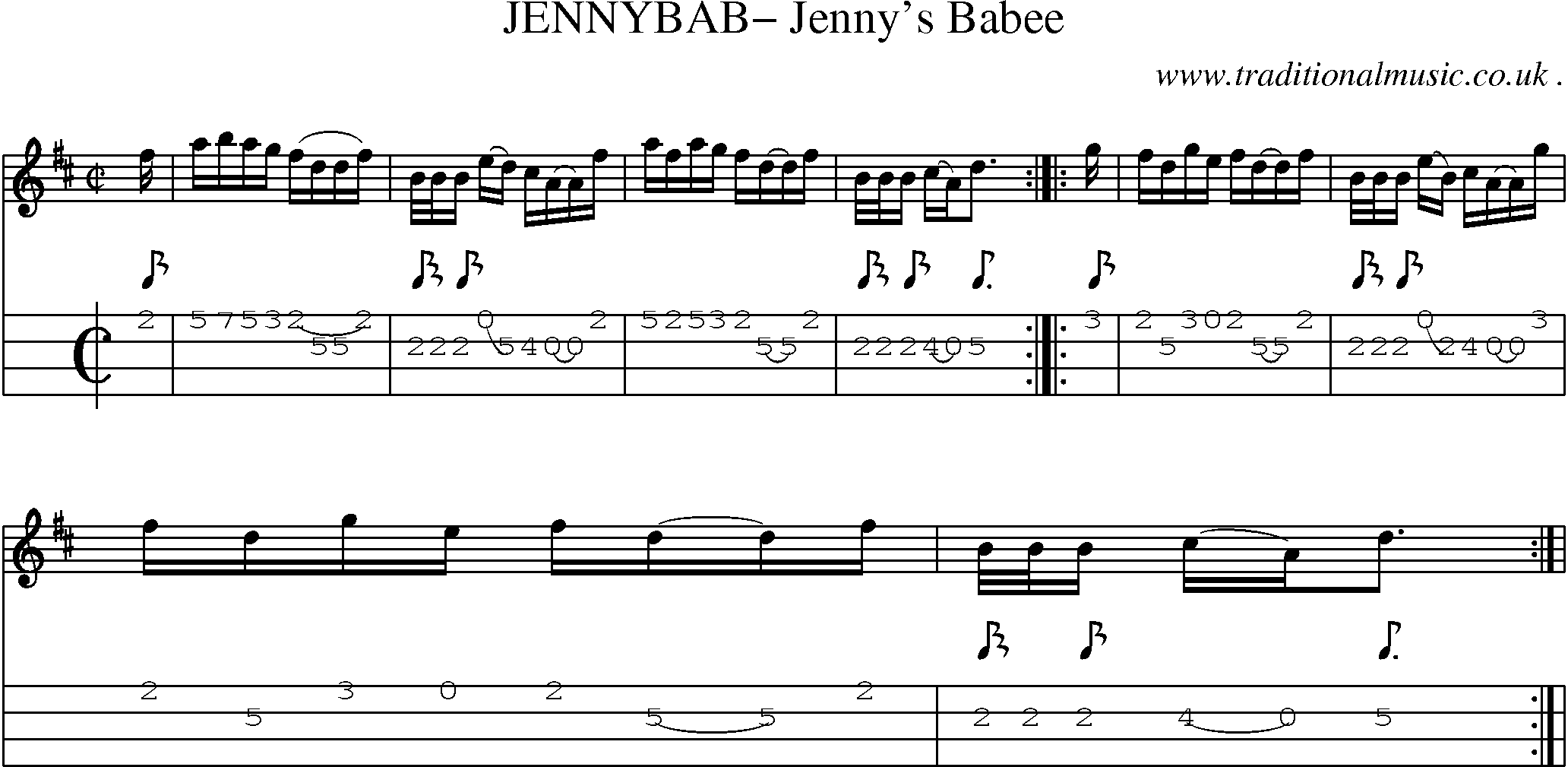 Sheet-Music and Mandolin Tabs for Jennybab Jennys Babee