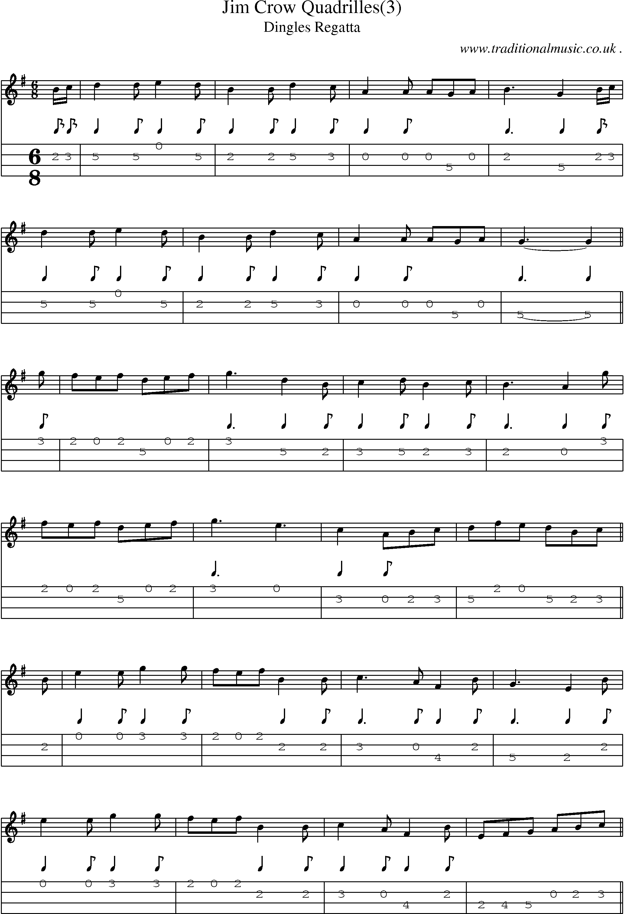 Sheet-Music and Mandolin Tabs for Jim Crow Quadrilles(3)