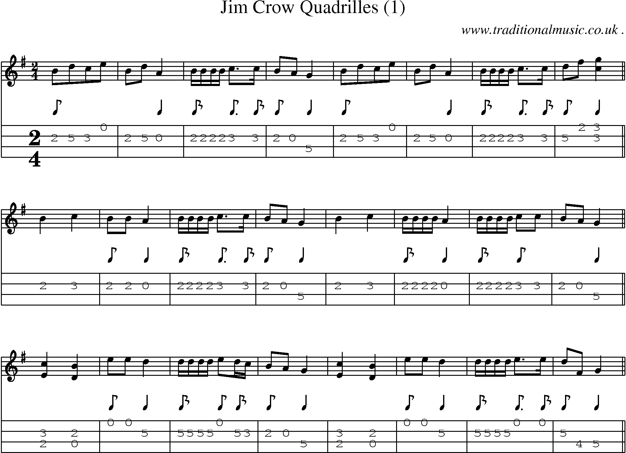 Sheet-Music and Mandolin Tabs for Jim Crow Quadrilles (1)