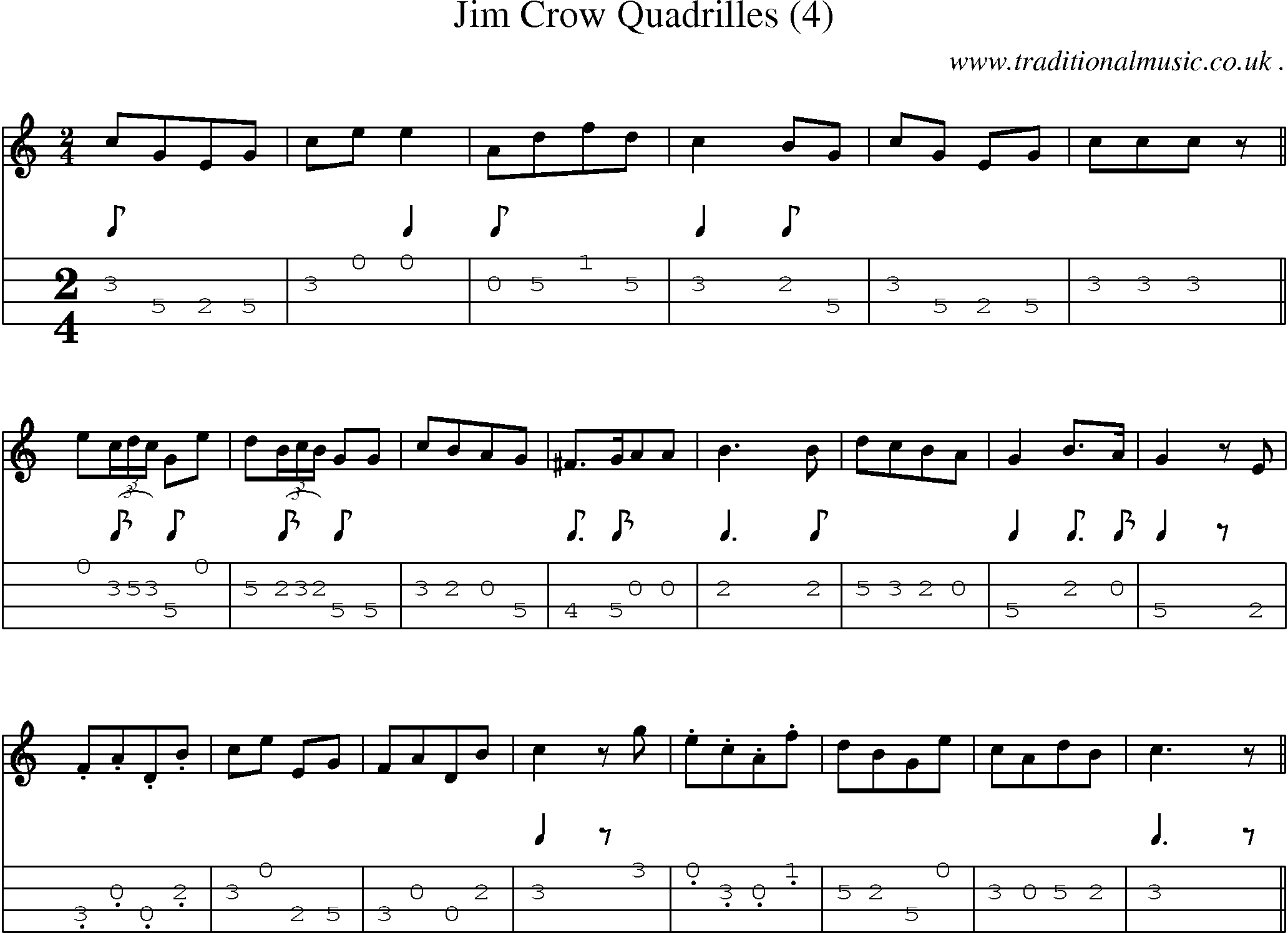 Sheet-Music and Mandolin Tabs for Jim Crow Quadrilles (4)