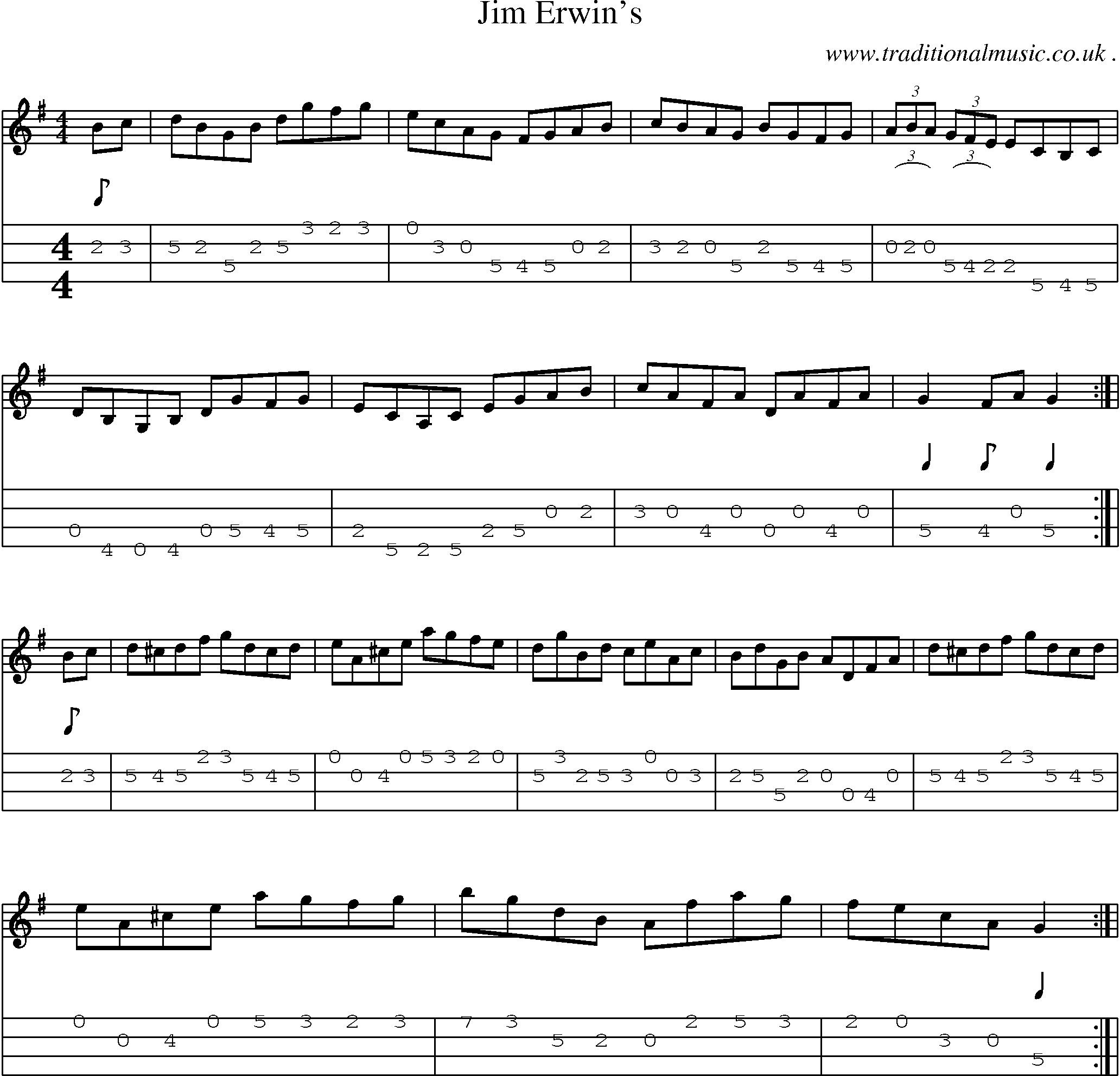 Sheet-Music and Mandolin Tabs for Jim Erwins