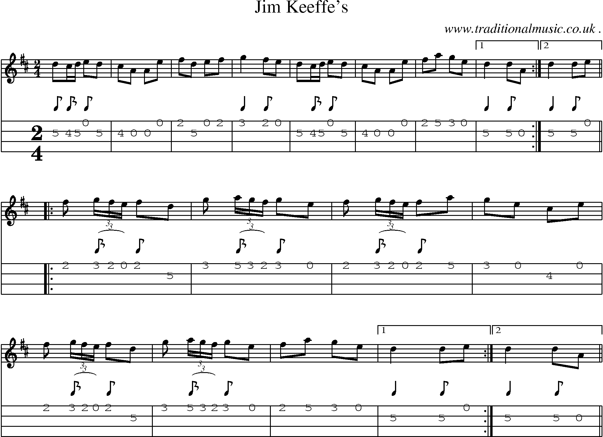 Sheet-Music and Mandolin Tabs for Jim Keeffes