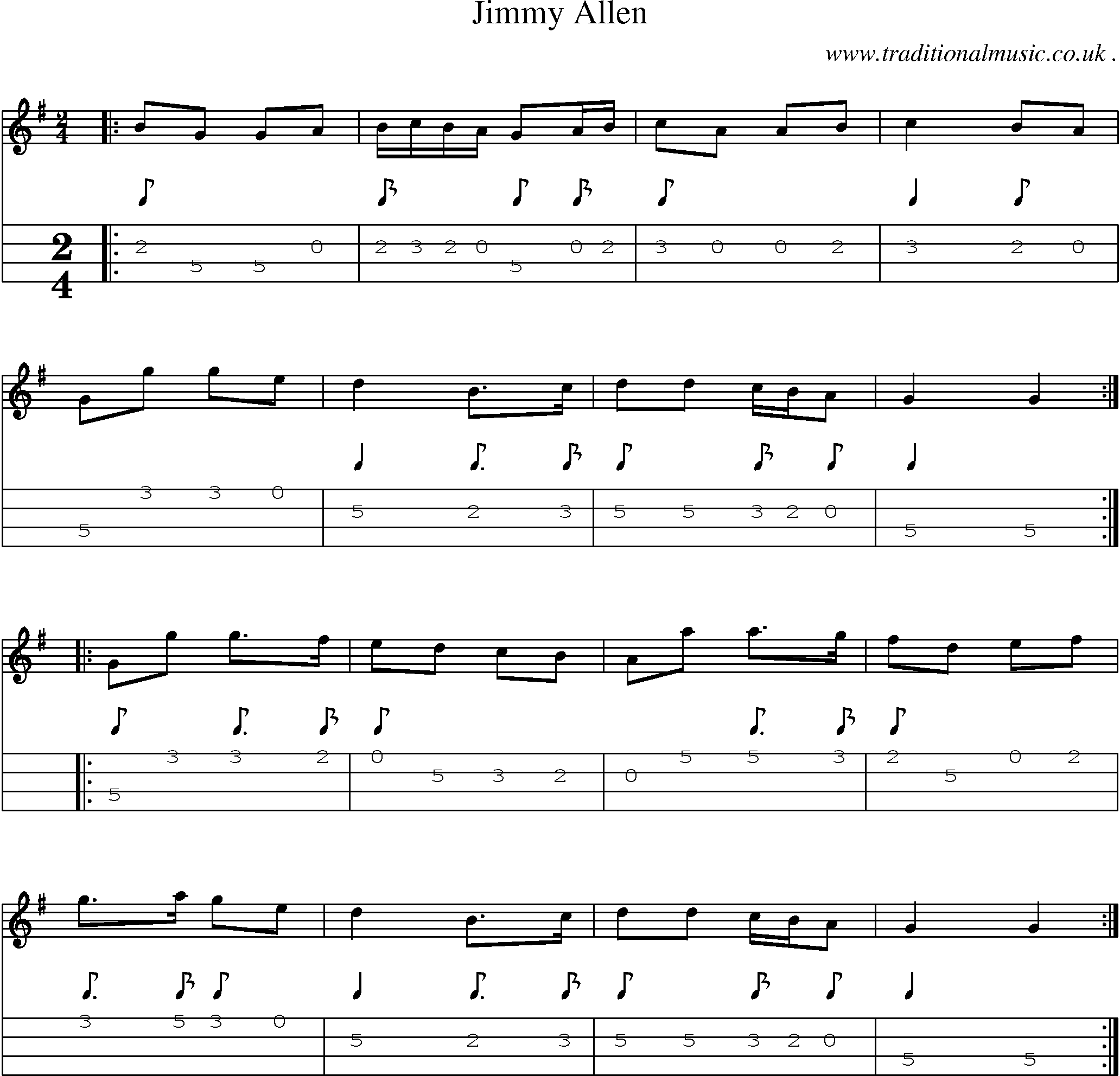 Sheet-Music and Mandolin Tabs for Jimmy Allen