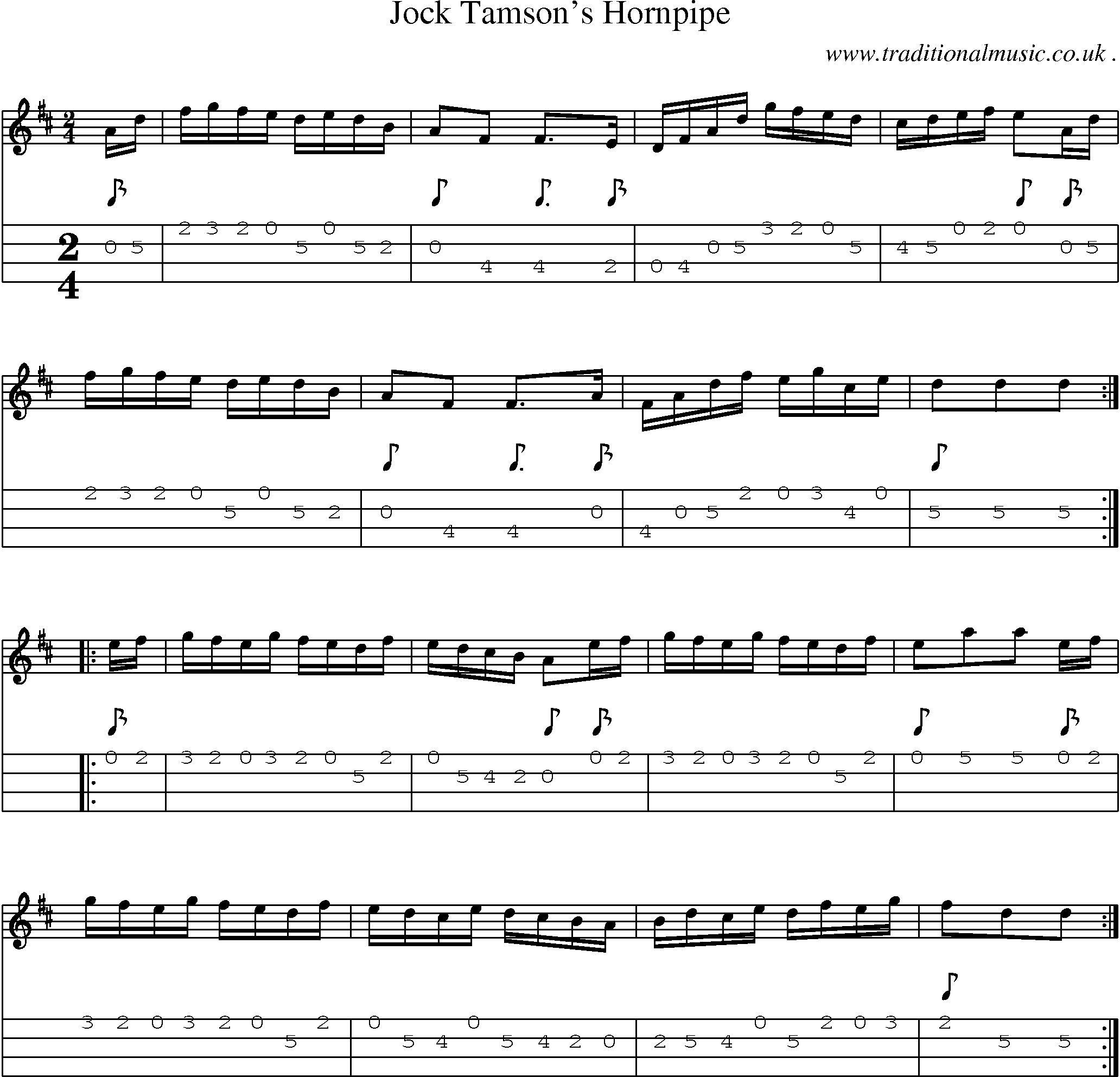 Sheet-Music and Mandolin Tabs for Jock Tamsons Hornpipe