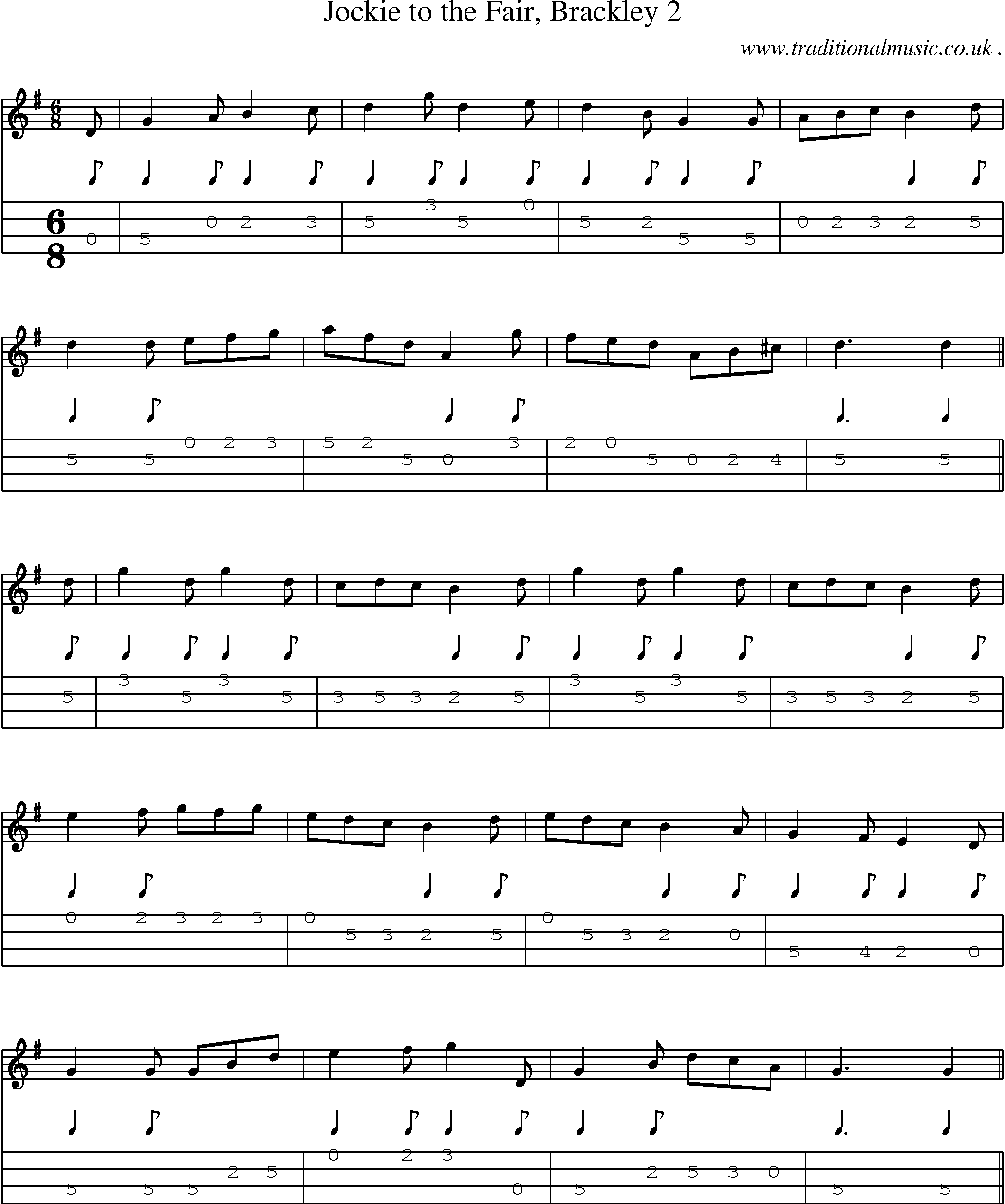 Sheet-Music and Mandolin Tabs for Jockie To The Fair Brackley 2
