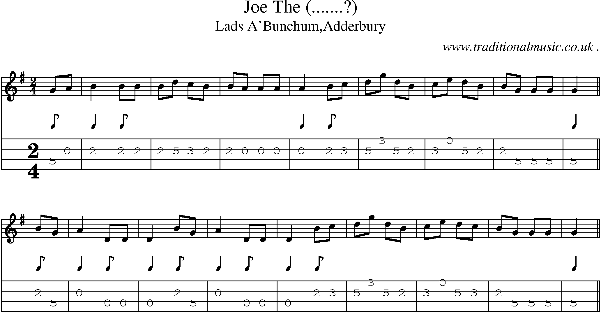 Sheet-Music and Mandolin Tabs for Joe The 