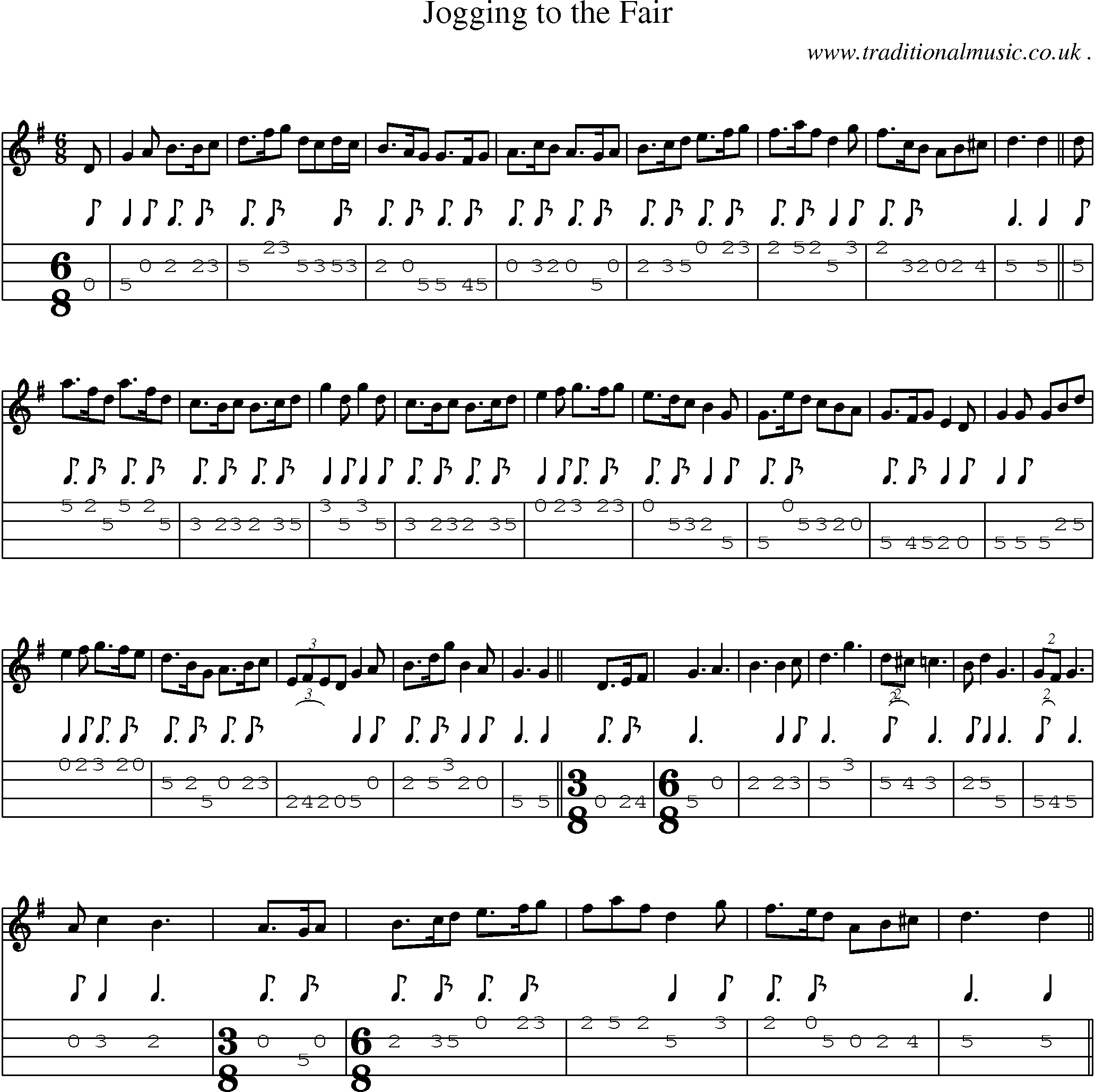 Sheet-Music and Mandolin Tabs for Jogging To The Fair
