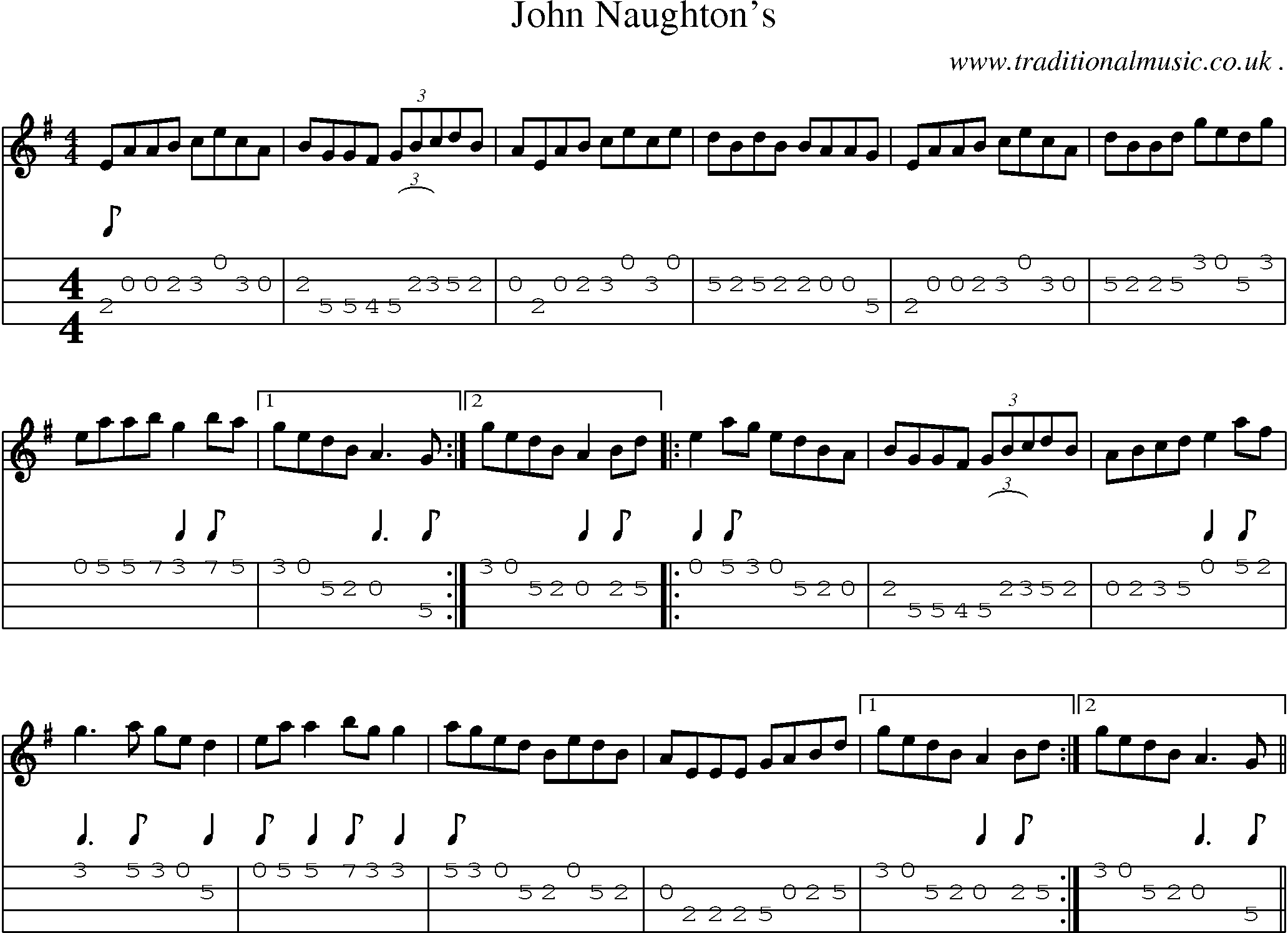 Sheet-Music and Mandolin Tabs for John Naughtons