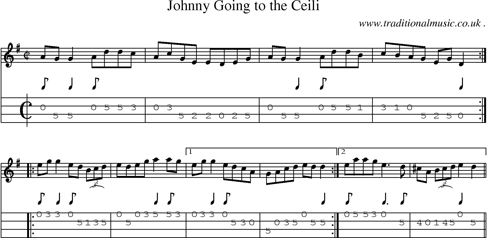 Sheet-Music and Mandolin Tabs for Johnny Going To The Ceili