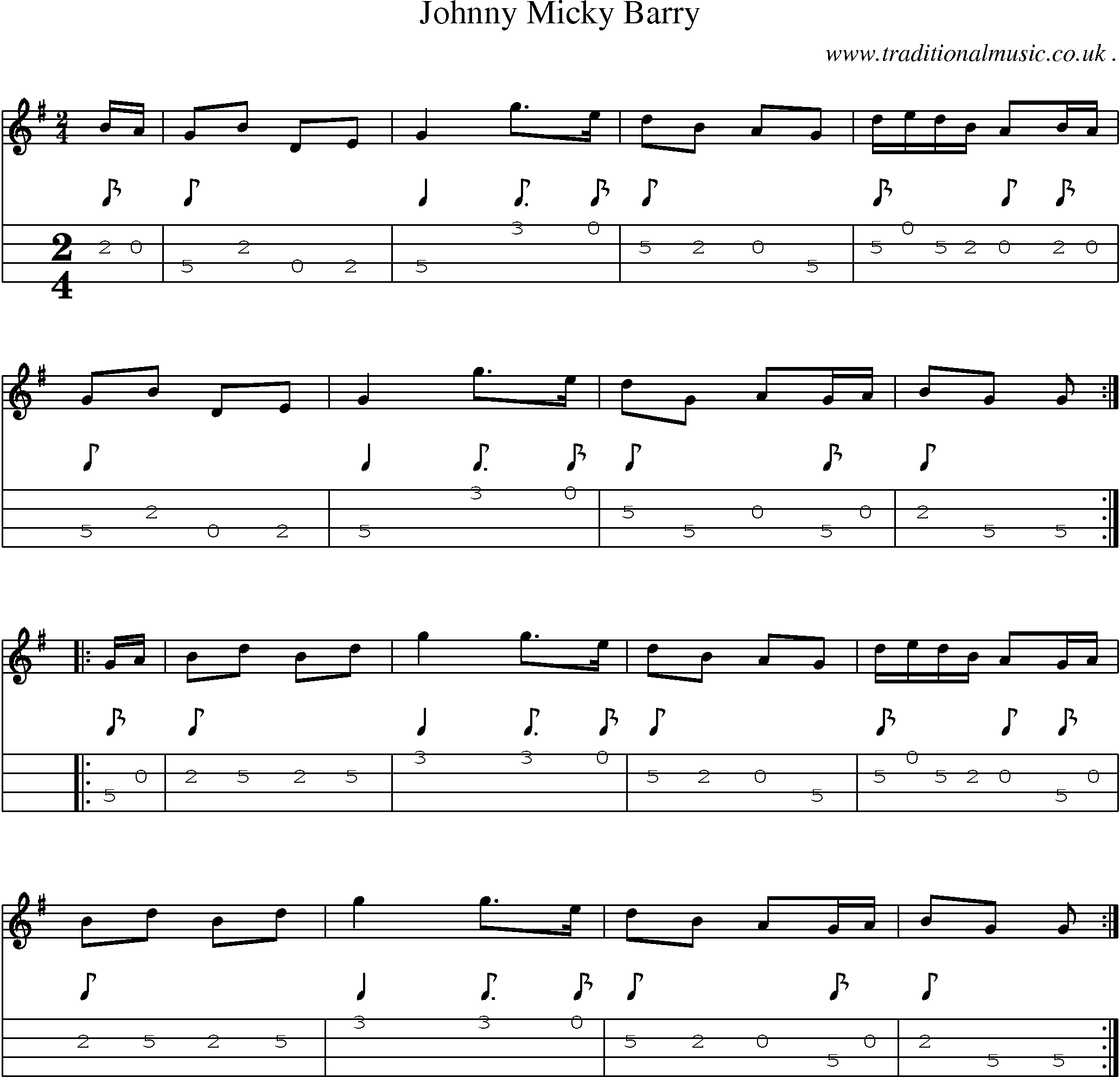 Sheet-Music and Mandolin Tabs for Johnny Micky Barry