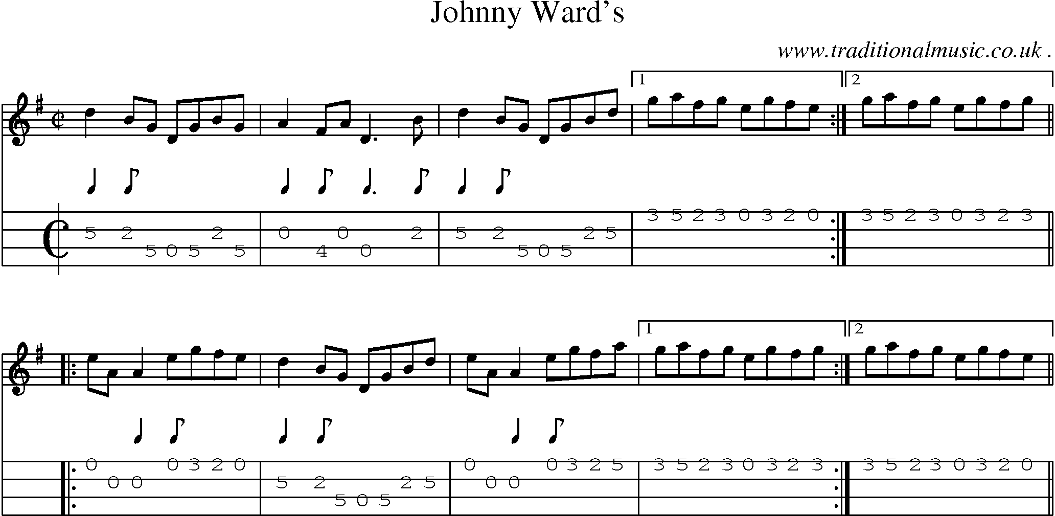 Sheet-Music and Mandolin Tabs for Johnny Wards