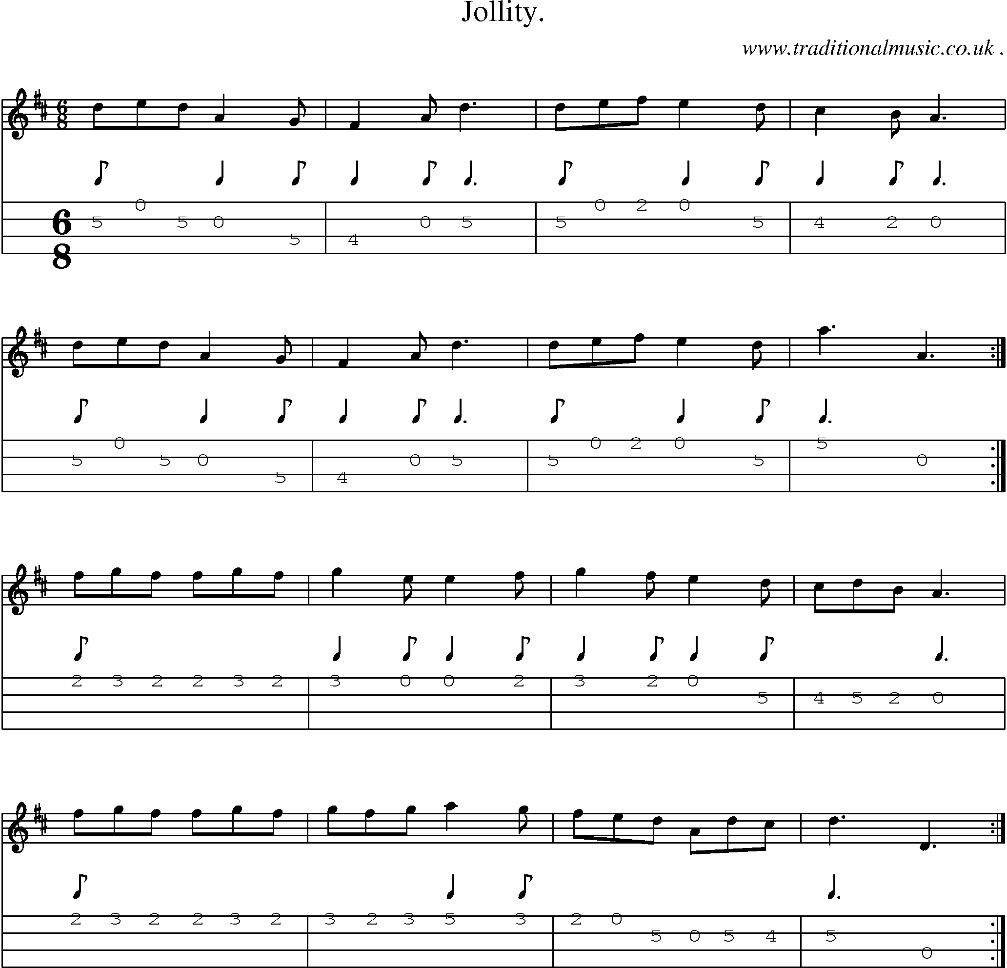 Sheet-Music and Mandolin Tabs for Jollity