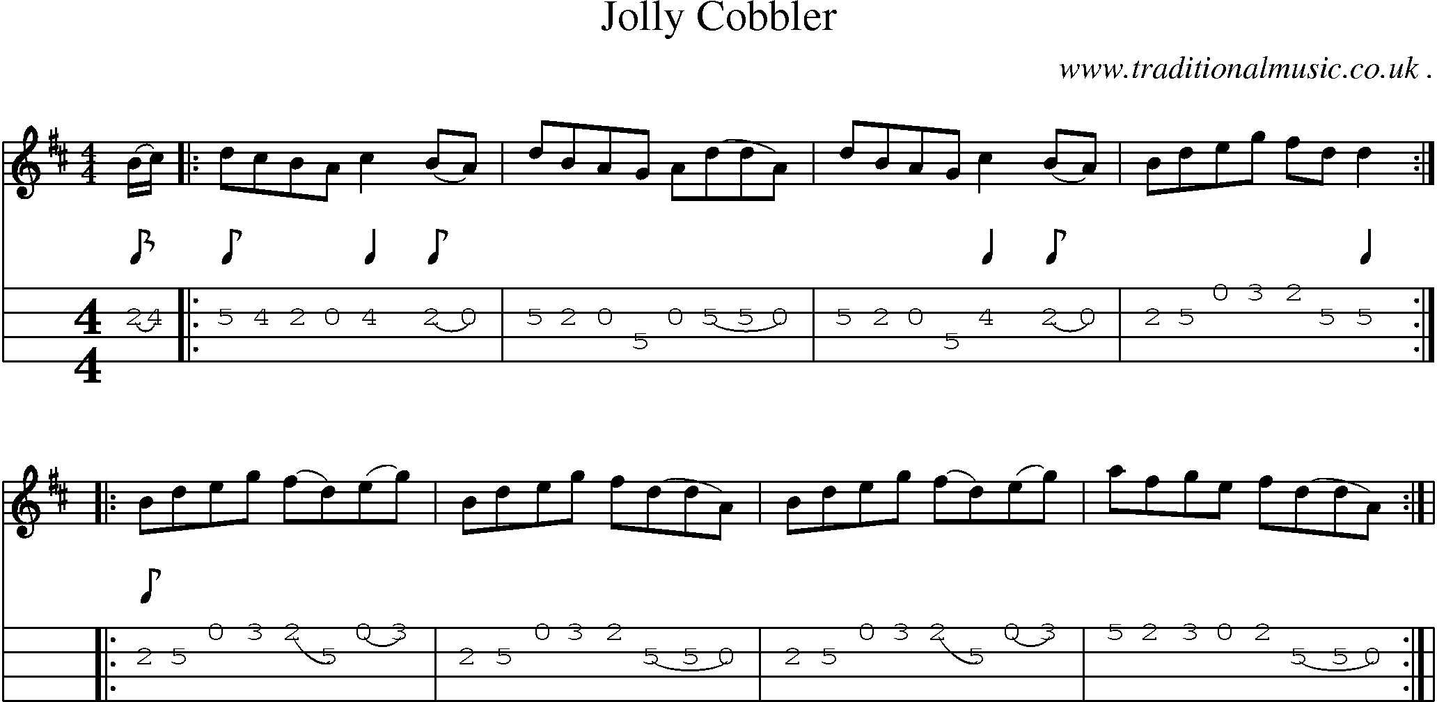 Sheet-Music and Mandolin Tabs for Jolly Cobbler