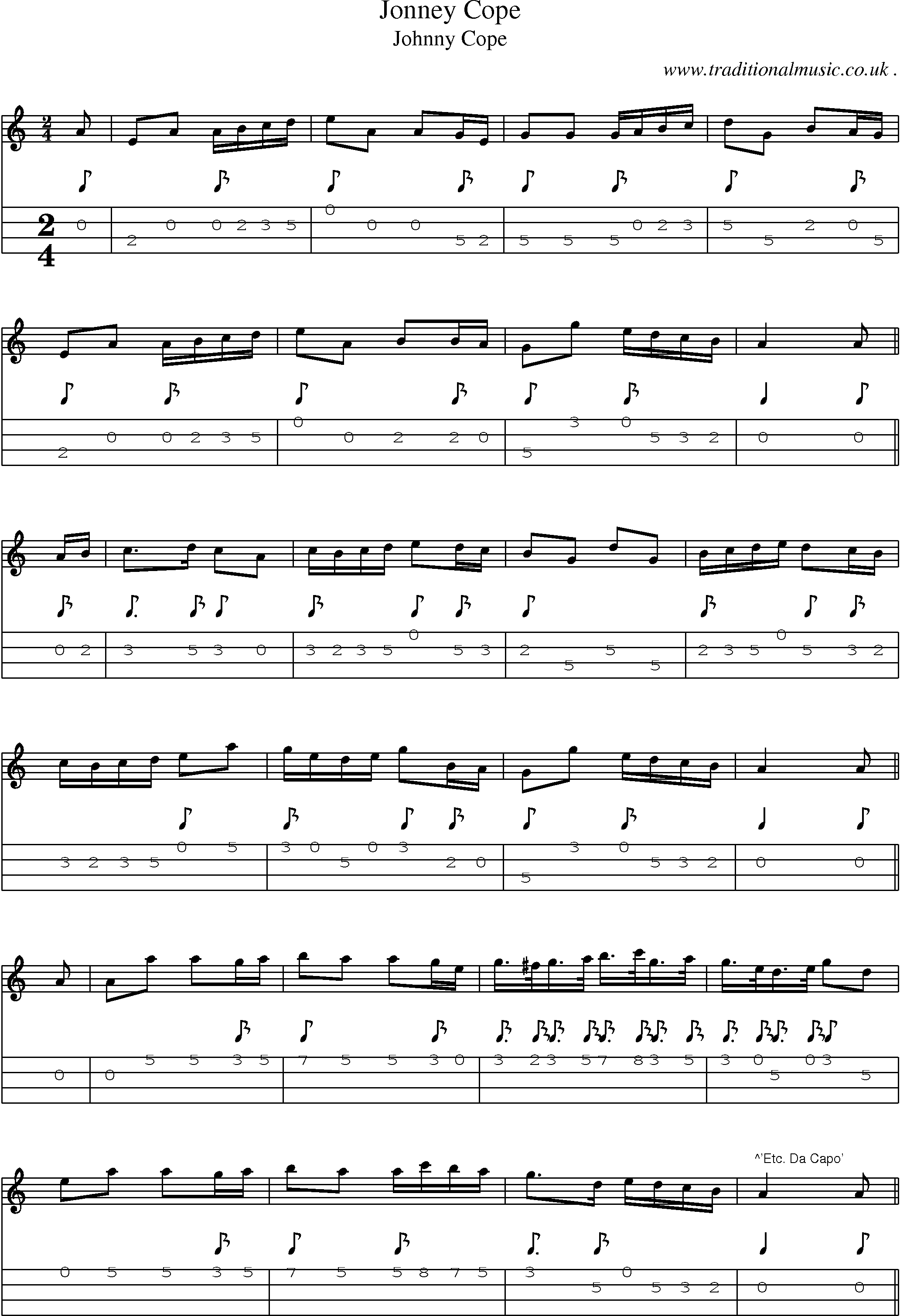 Sheet-Music and Mandolin Tabs for Jonney Cope