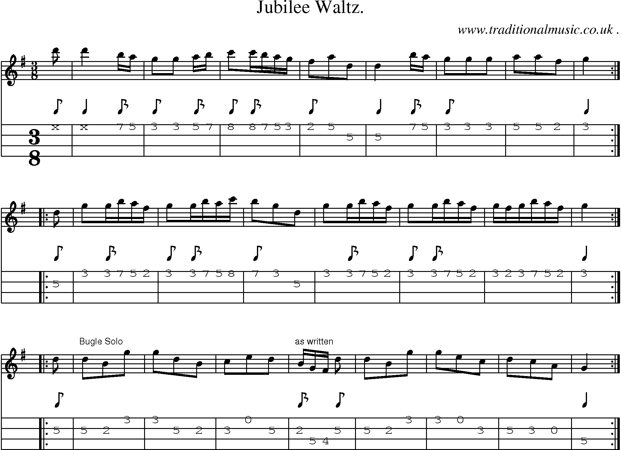 Sheet-Music and Mandolin Tabs for Jubilee Waltz