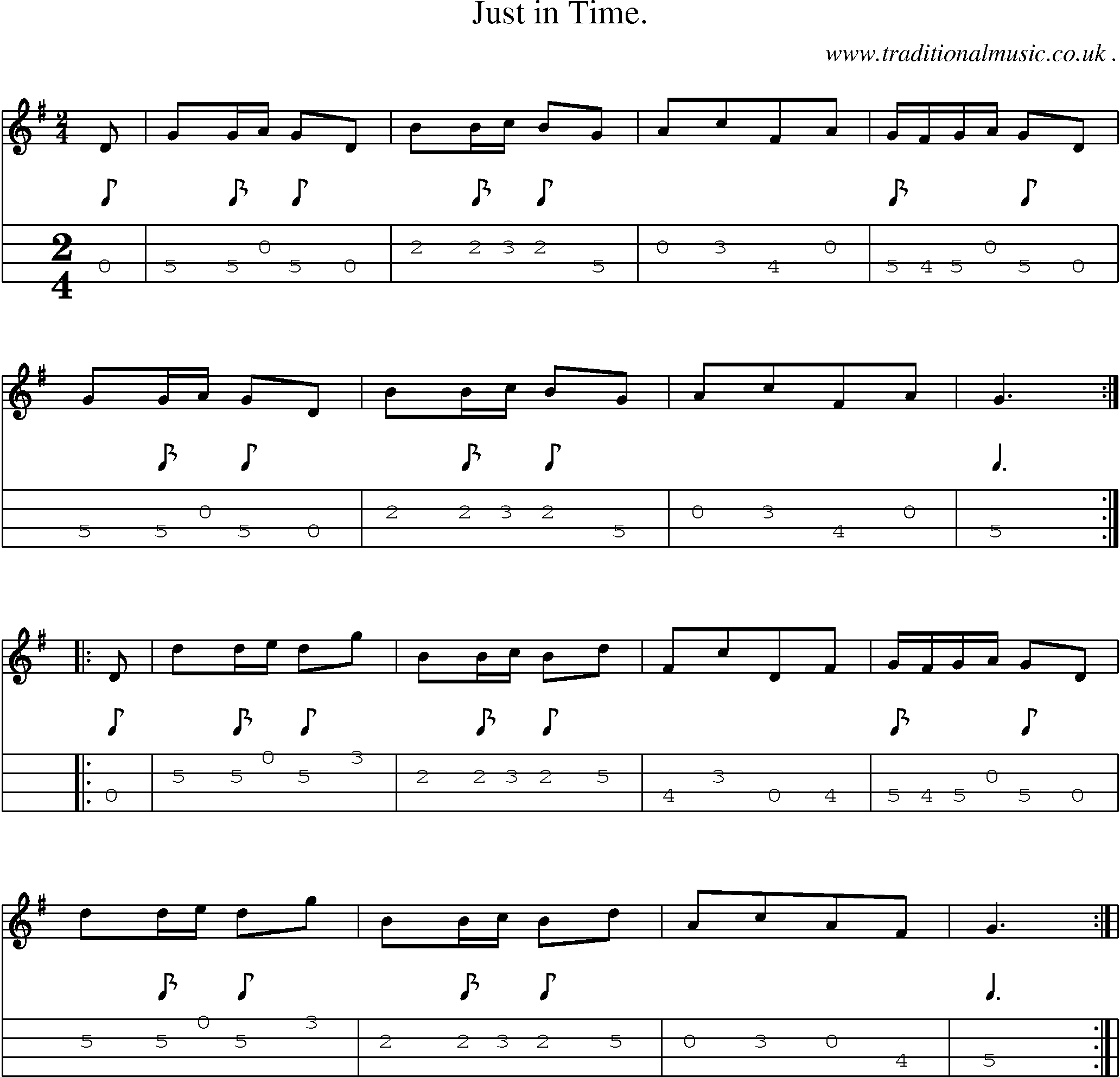 Sheet-Music and Mandolin Tabs for Just In Time