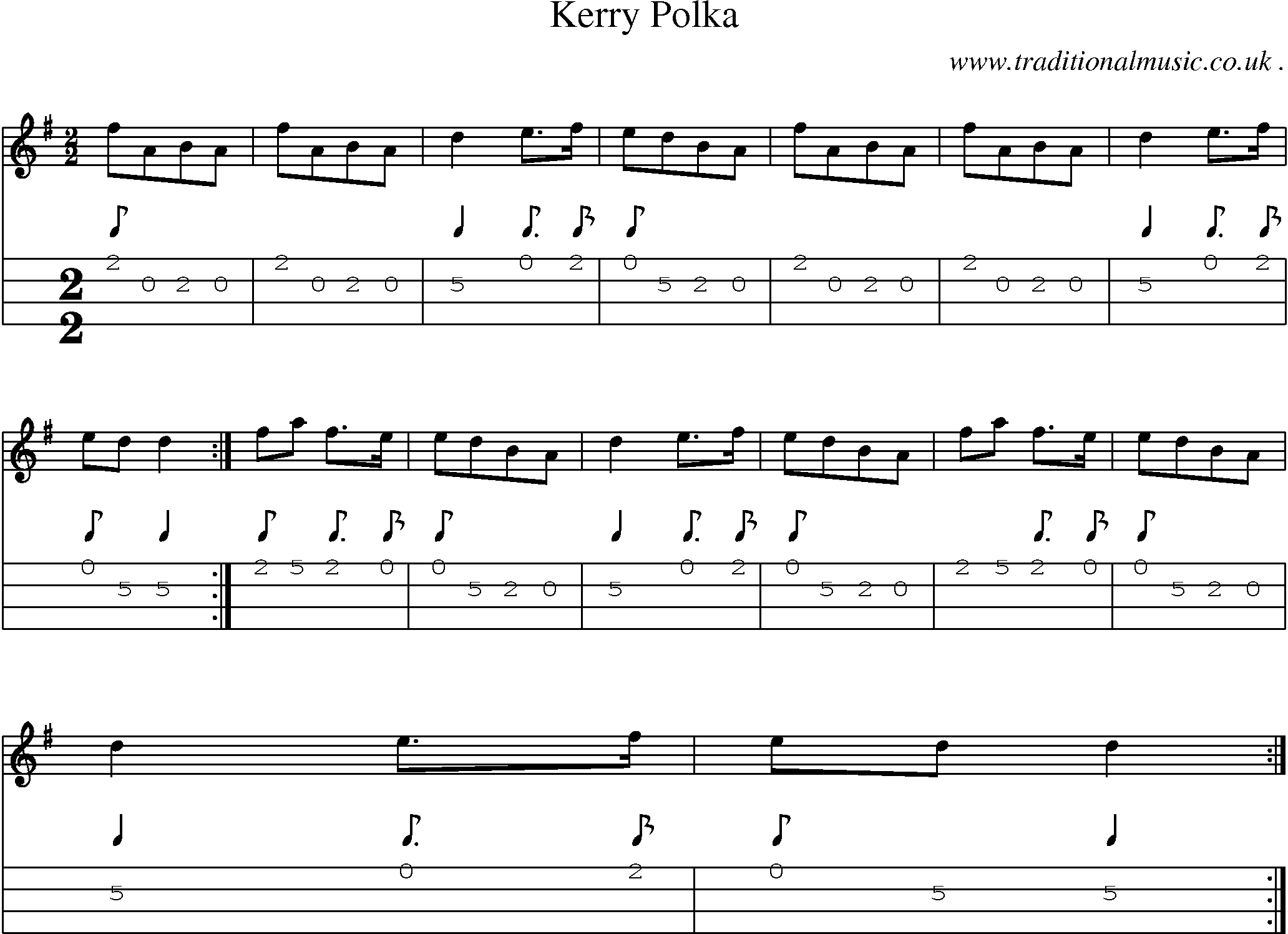 Sheet-Music and Mandolin Tabs for Kerry Polka